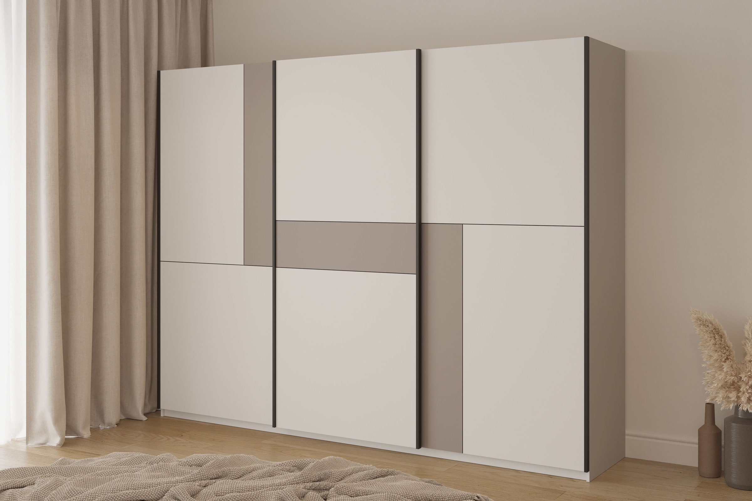 Home affaire Schiebetürenschrank "Cube Garderobenschrank incl.kompletter Innenausstattung" Moderner Kleiderschrank, Schiebetürenschrank, Garderobe