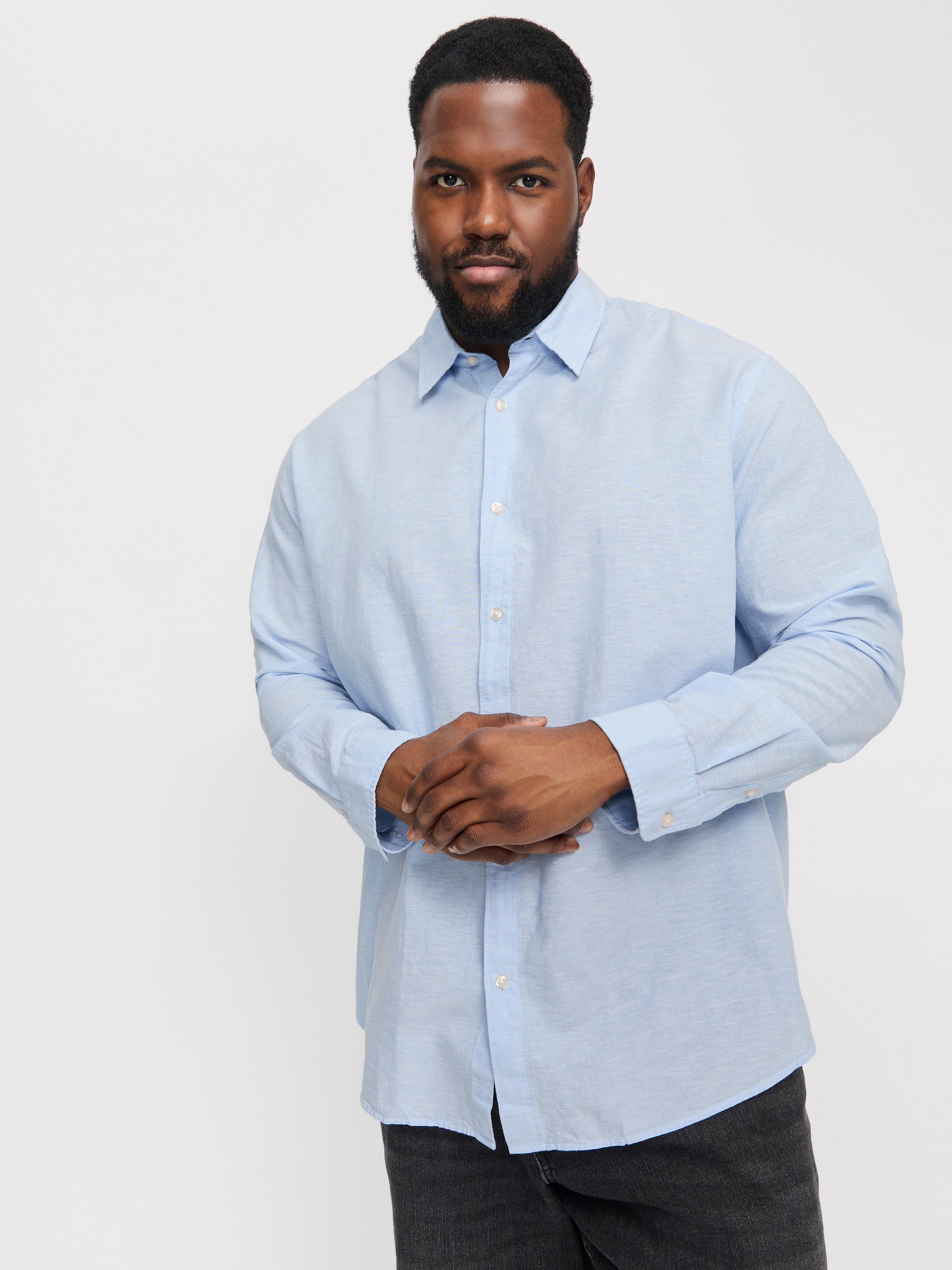 Jack & Jones PlusSize Langarmhemd »JJEBREEZE SHIRT LS SN PLS«, mit Hemdkragen