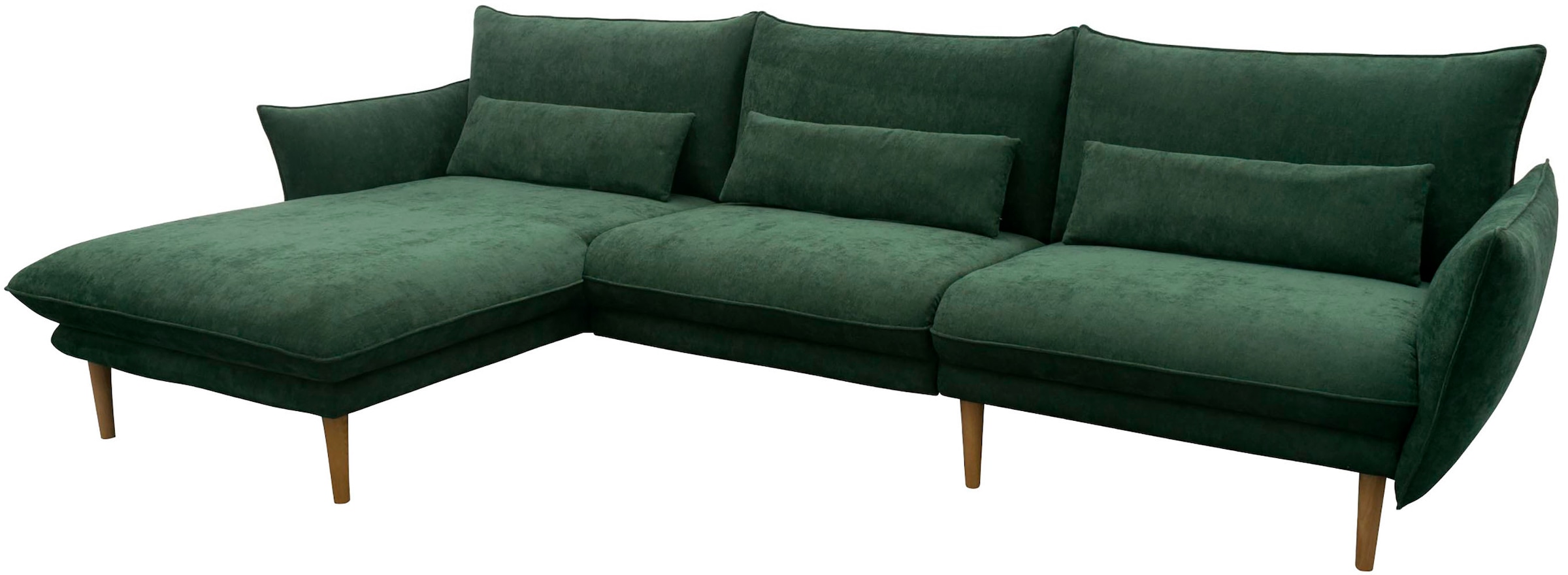 DOMO collection Ecksofa »Leuven modern mit schmalen Armlehnen, Breite 282 cm, L-Form«, angenehm feste Polsterung, bodenfrei, 19 cm hohe Holzfüsse
