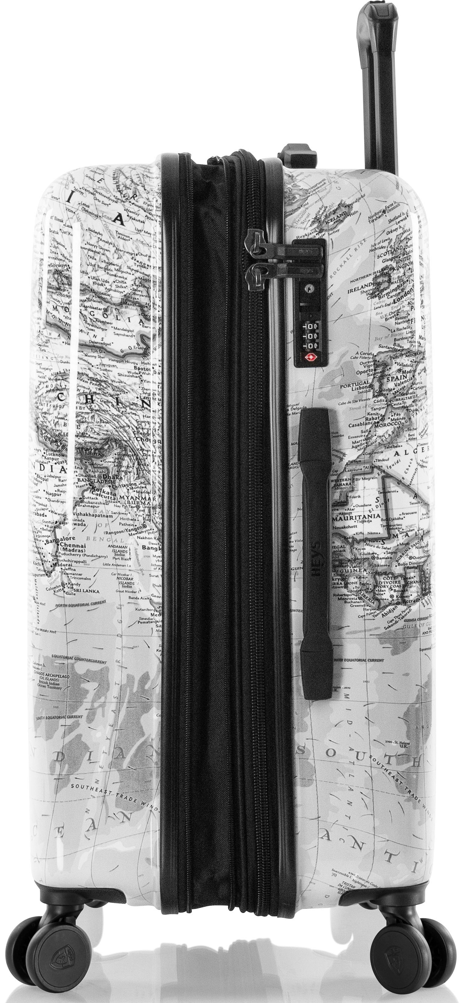 Heys Hartschalen-Trolley »Journey 3G schwarz/weiss, 66 cm«, 4 Rollen, Heys x Joachim Llambi Reisegepäck TSA Schloss Volumenerweiterung
