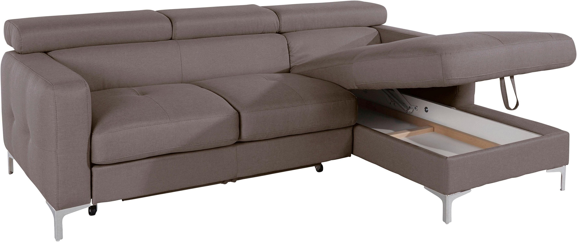 COTTA Polstergarnitur »Sammy L-Form«, (Set), Set bestehend aus: Ecksofa mit Kopfteilverstellung & Hocker