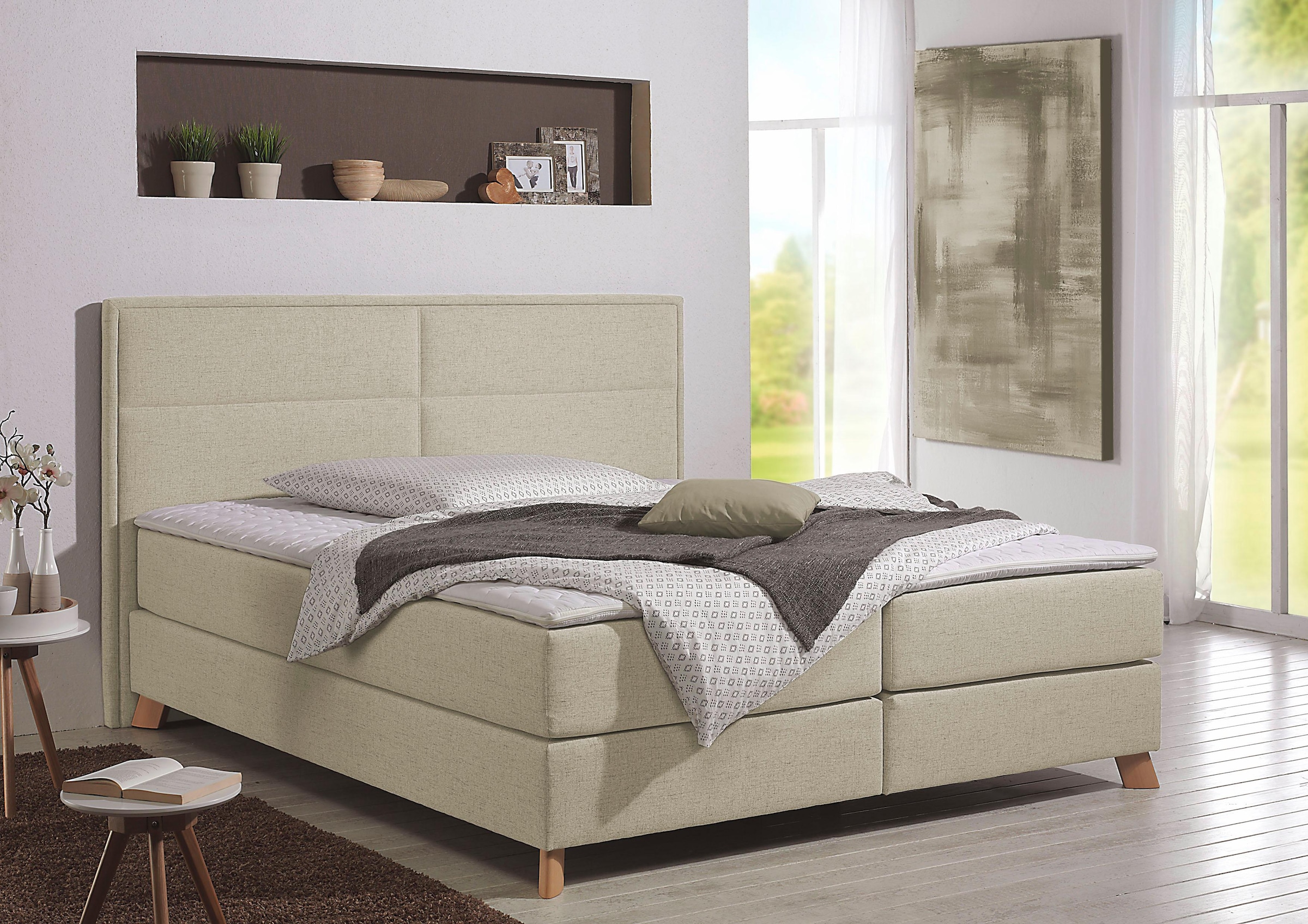 Home affaire Boxspringbett "Caria" in 5 Breiten, 3 Matratzen-Ausführungen, 2 Härtegraden, Topper