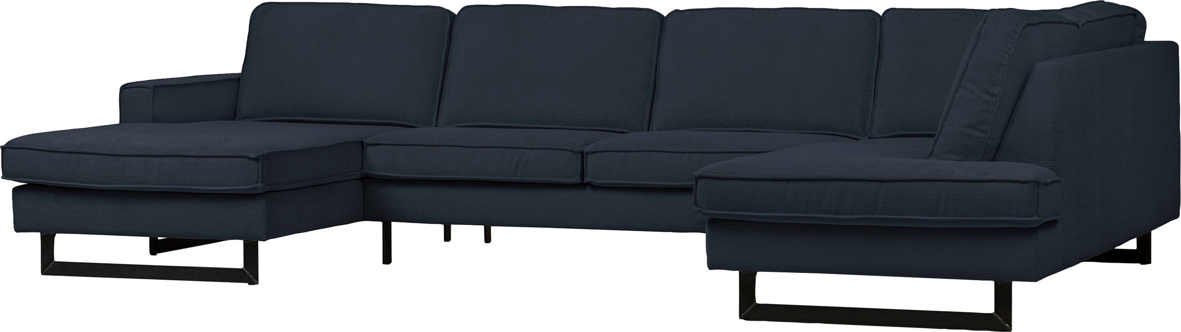 Places of Style Wohnlandschaft »Pinto, 350 cm, U-Form, XXL, mit Ottomanen«, Cord, Chenille, Lederoptik, mit Keder, Metallfüsse, Wellenunterfederung