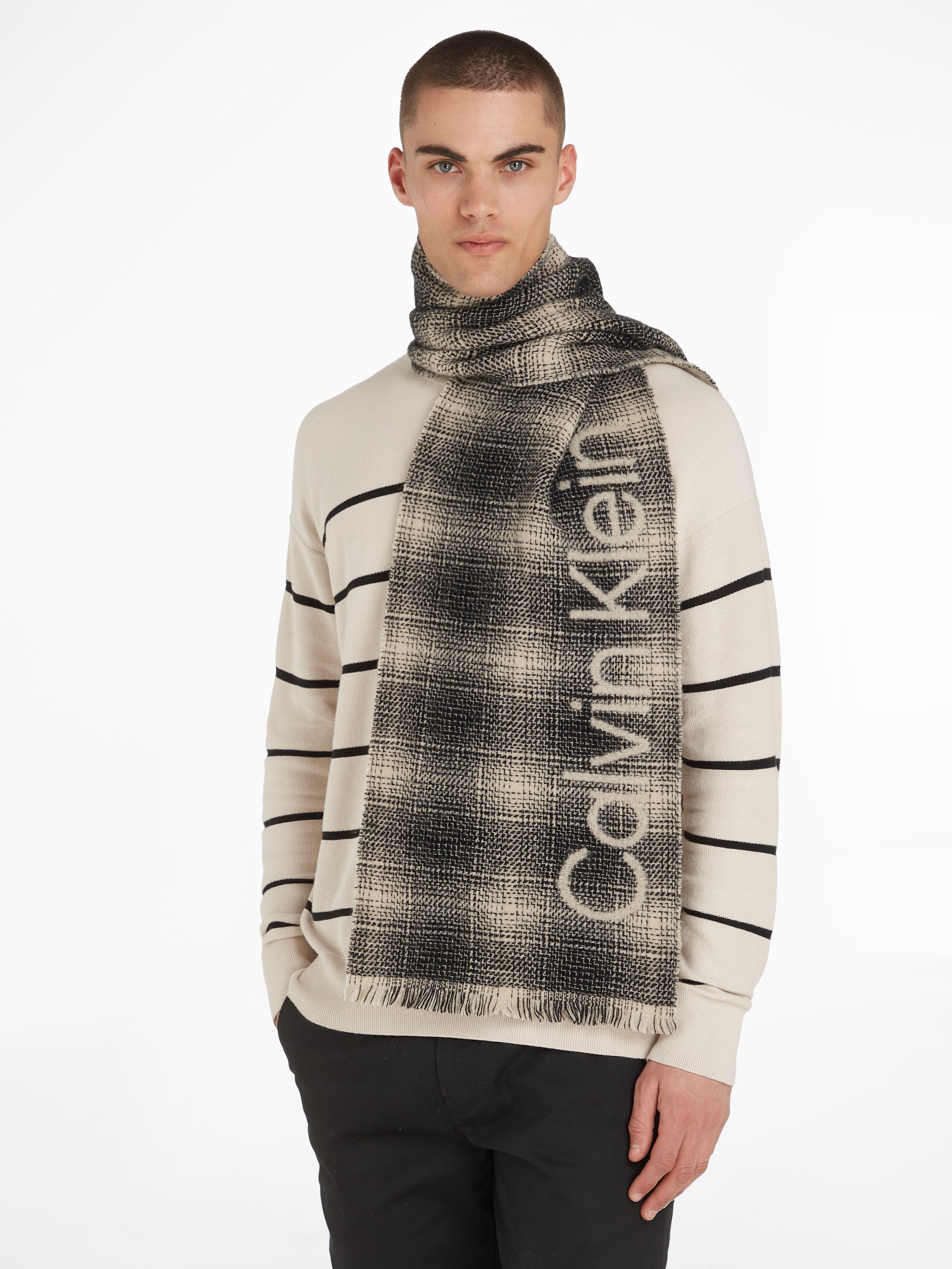 Calvin Klein Schal »CHECK SCARF«, mit Fransen online shoppen |  Jelmoli-Versand