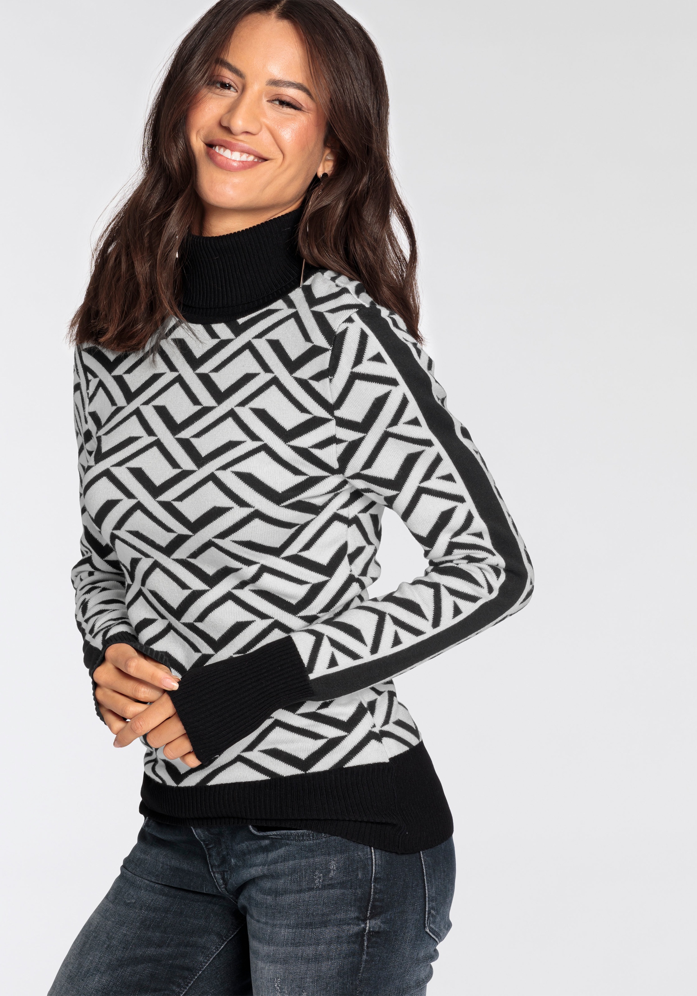 Melrose Rollkragenpullover, mit Jacquard-Muster