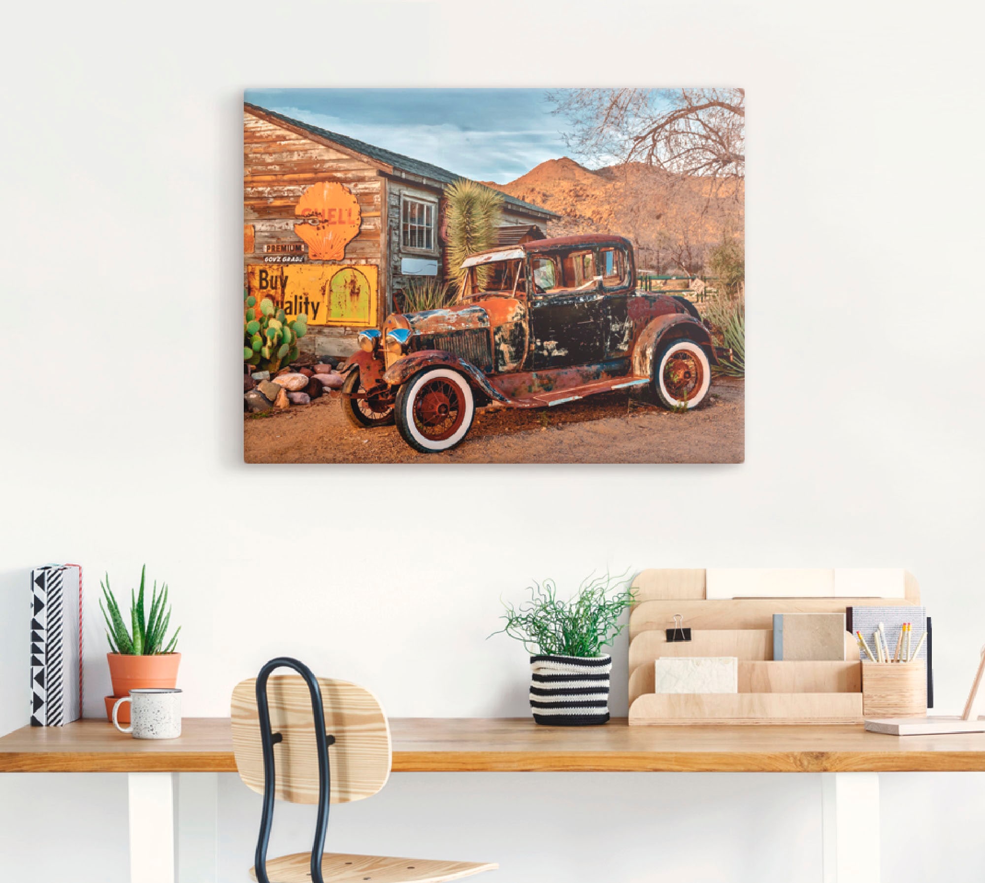 Artland Wandbild »Oldtimer Route 66 Hackberry«, Auto, (1 St.), als Leinwandbild, Wandaufkleber in verschied. Grössen