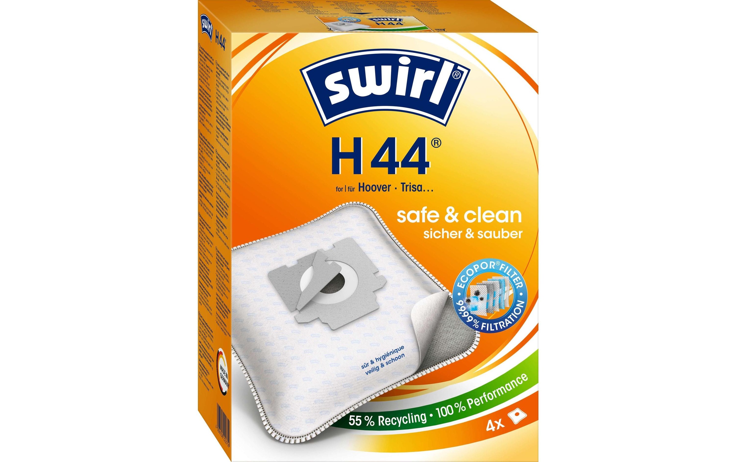 Swirl Staubsaugerbeutel »MicroPor H44 4 Stück«, (4 St.)