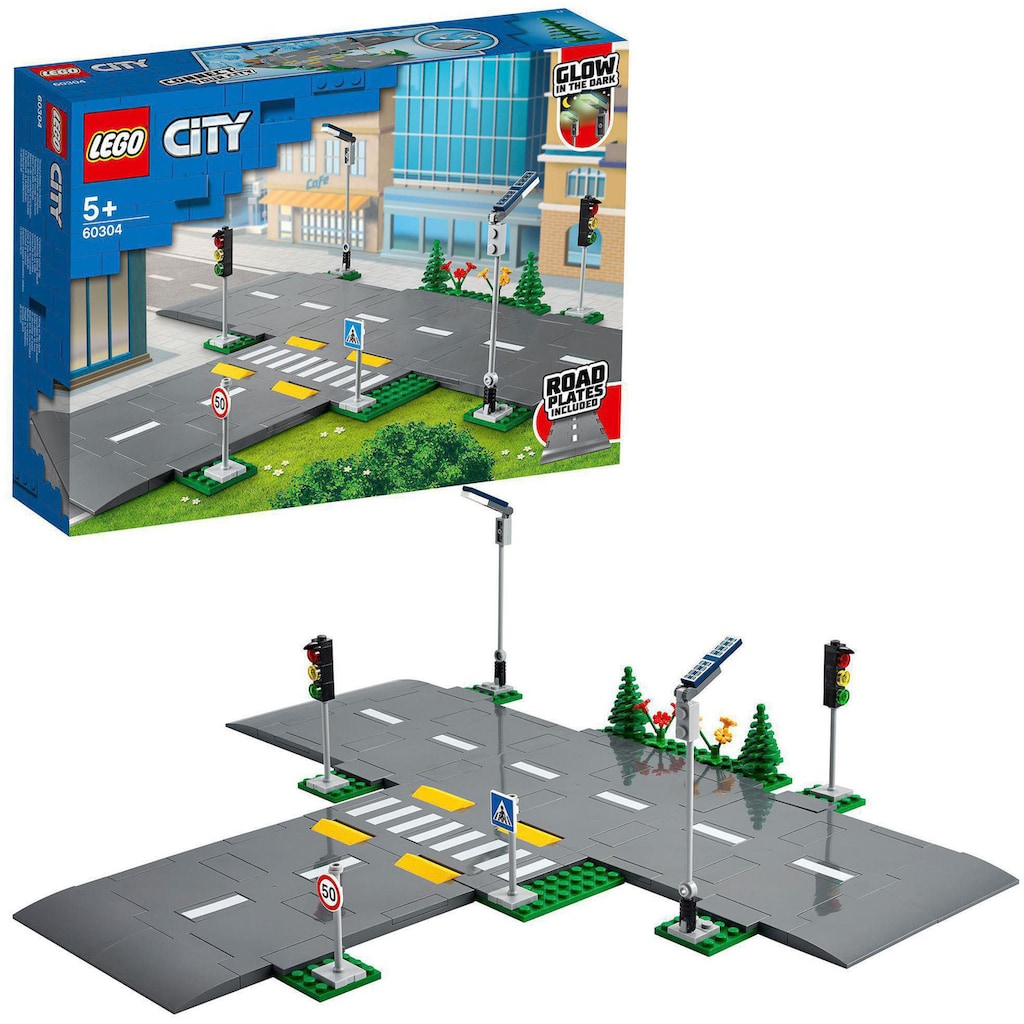 LEGO® Konstruktionsspielsteine »Strassenkreuzung mit Ampeln (60304), LEGO® City Town«, (112 St.), Made in Europe