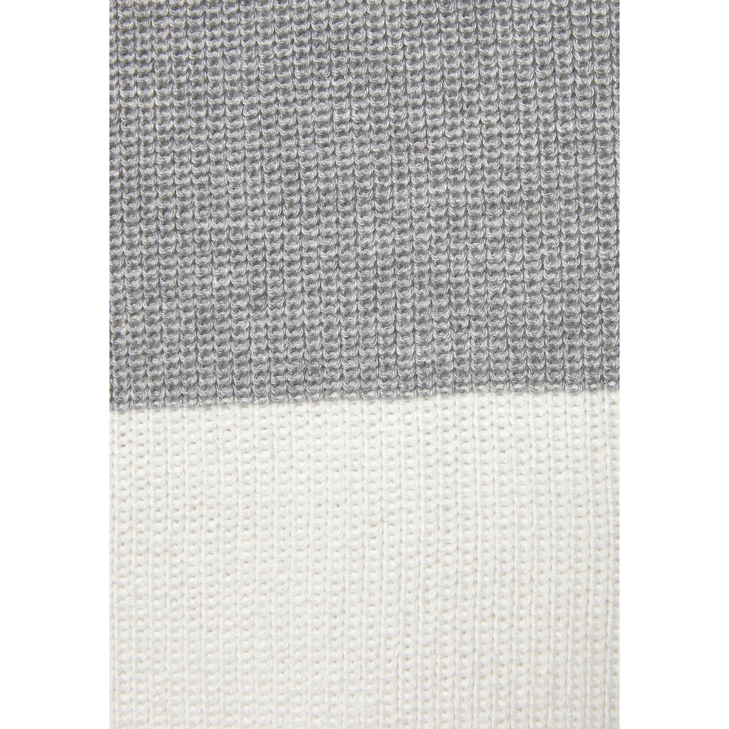 LASCANA Strickpullover, mit Colorblock-Streifen, Damenpullover aus Baumwoll-Mix