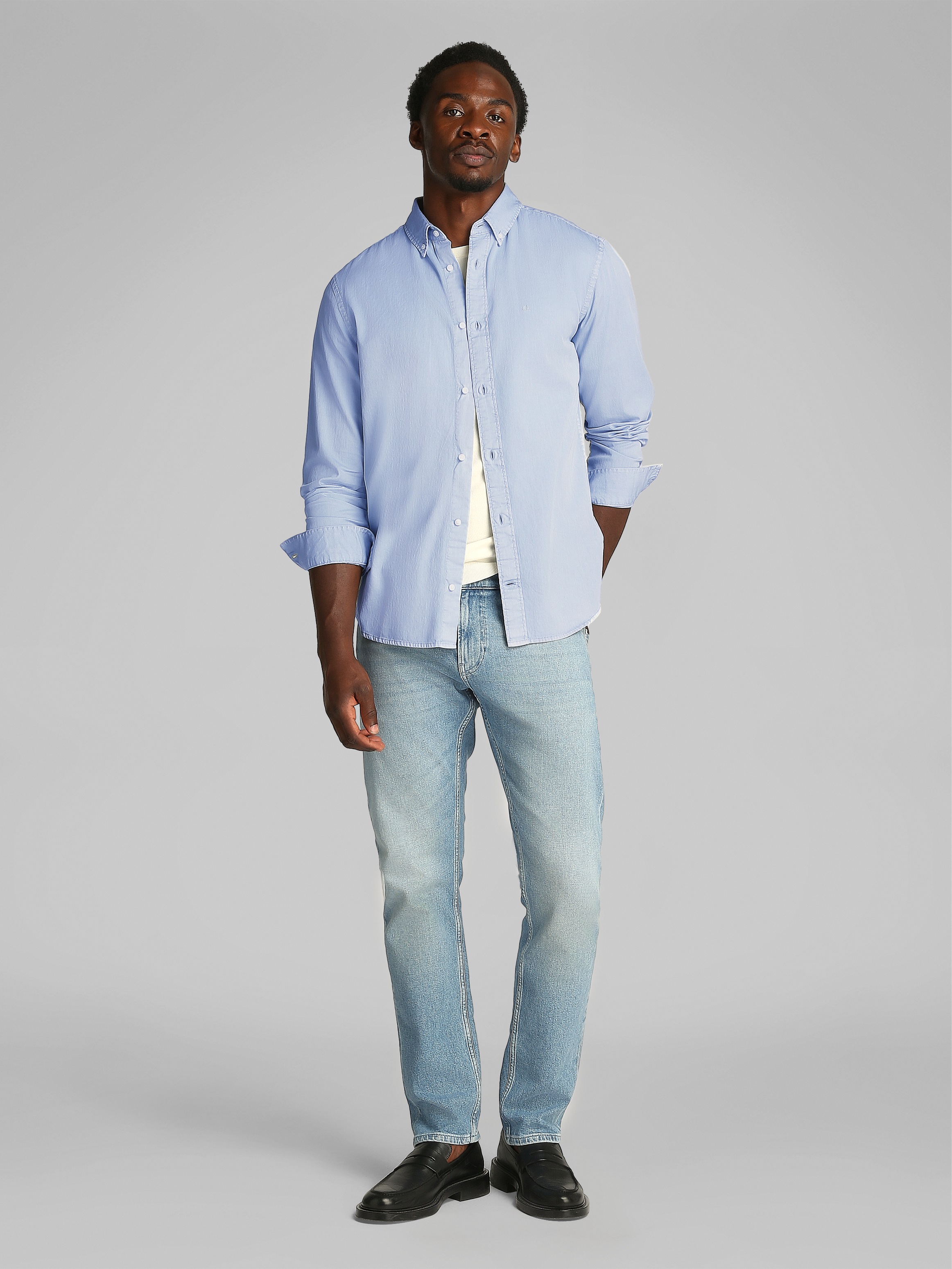 Calvin Klein Langarmhemd »GARMENT DYED TWILL SHIRT«, mit Logostickerei