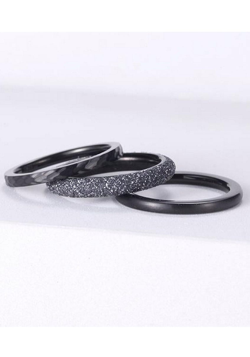 Kingka Ring-Set »Stardust Noir, STR-S8502BGY1,2,3,4«, (Set, 3 tlg.)