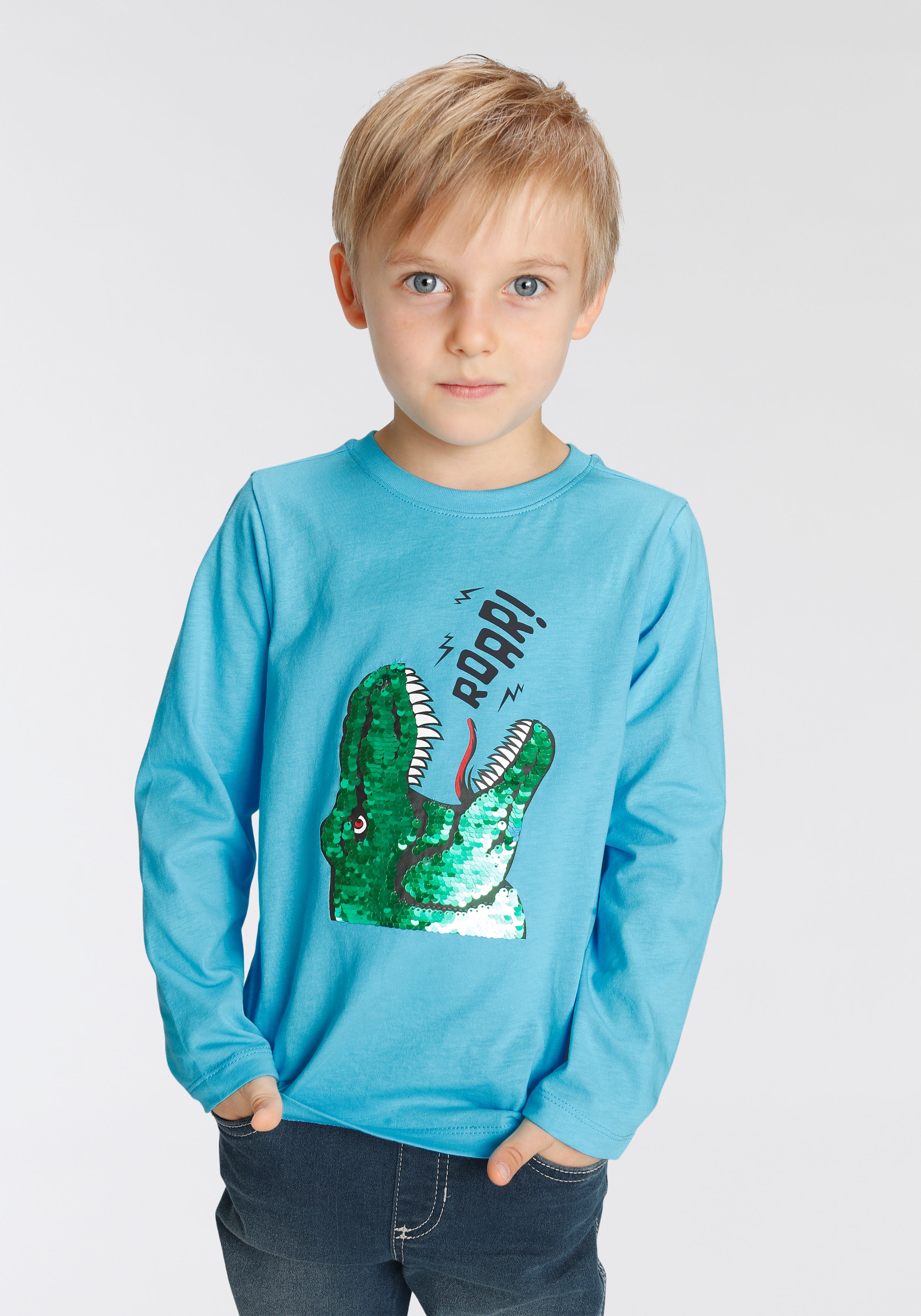 ✵ KIDSWORLD Langarmshirt »mit Dino-Motiv aus Wendepailletten« günstig  bestellen | Jelmoli-Versand | Kapuzenshirts