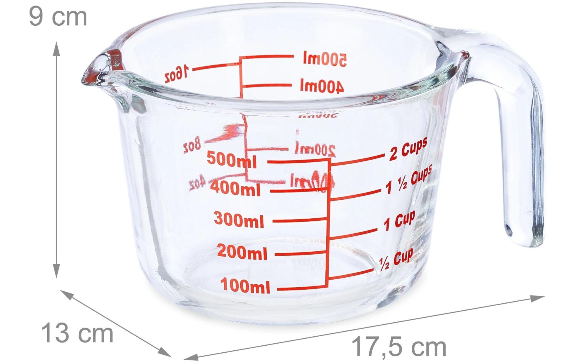 relaxdays Messbecher »500 ml«, Glas, (1 St.)