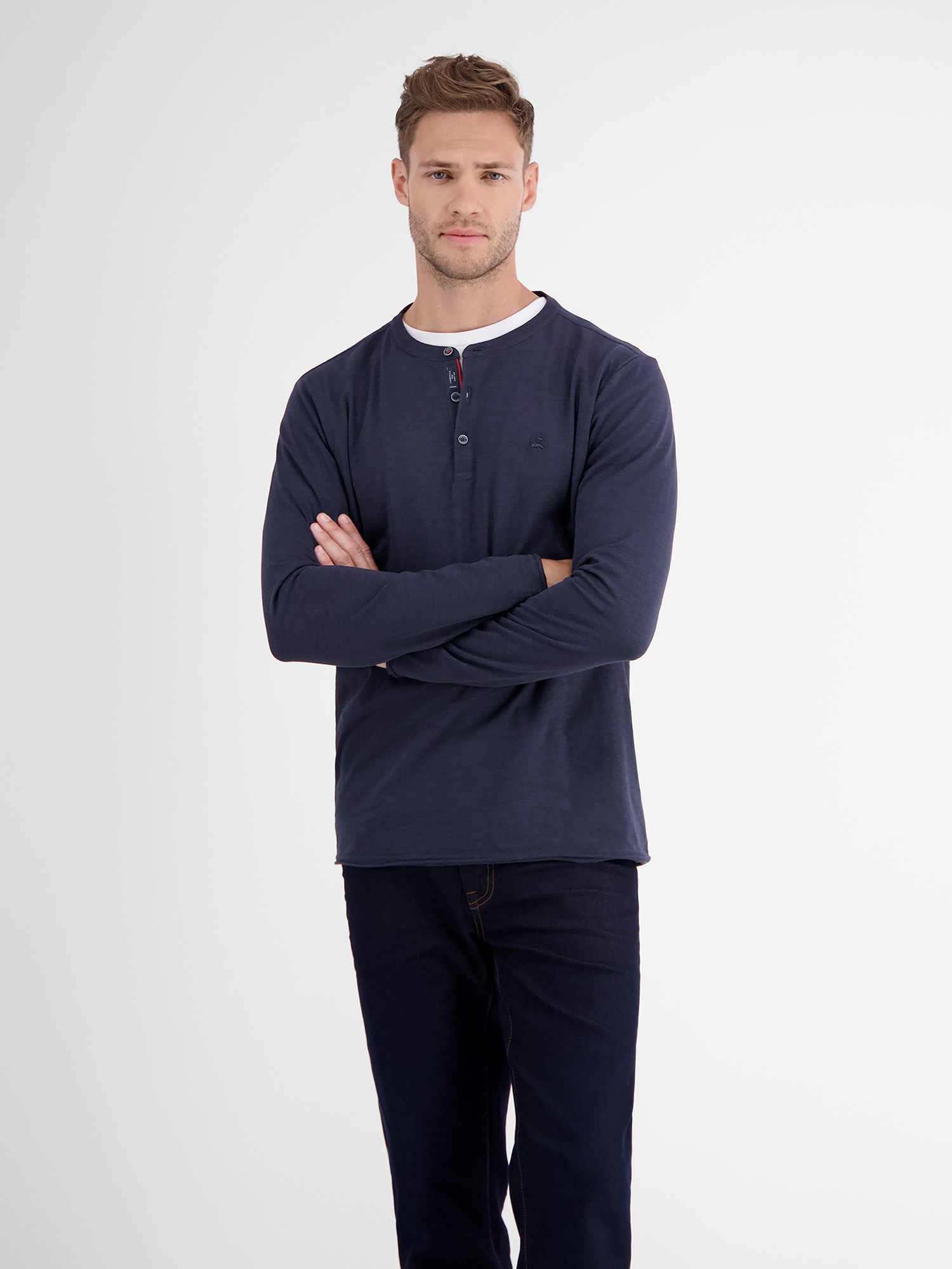 LERROS Langarmshirt »LERROS Slub-Jersey Serafino, Longsleeve«