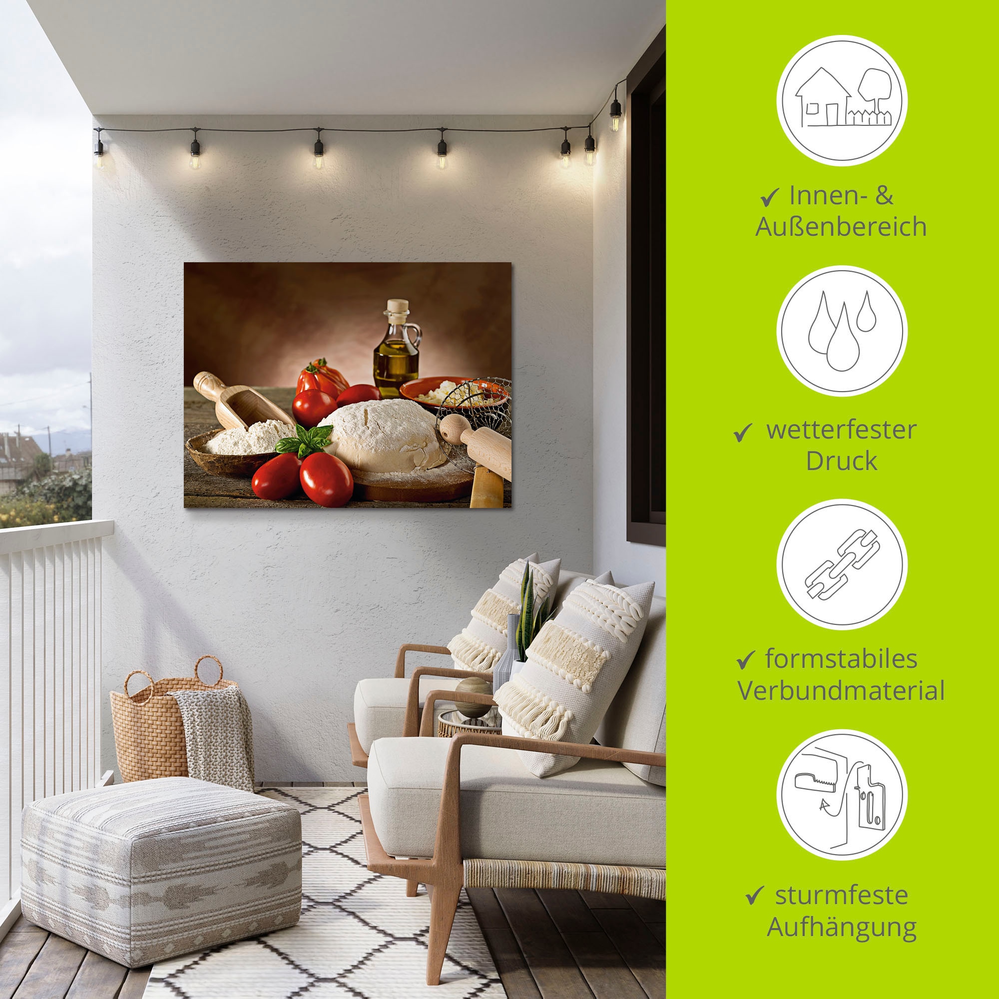 Artland Wandbild »Teig für Pizza«, Lebensmittel, (1 St.), als Alubild, Outdoorbild, Leinwandbild, Poster in verschied. Grössen