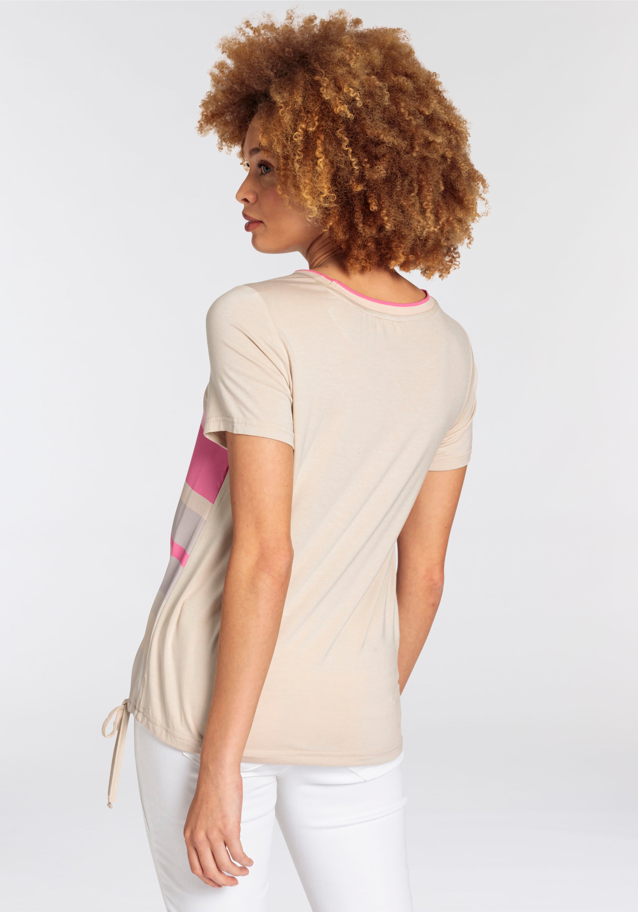Boysen's Blusenshirt, mit graphischem Frontdruck im Materialmix - NEUE KOLLEKTION