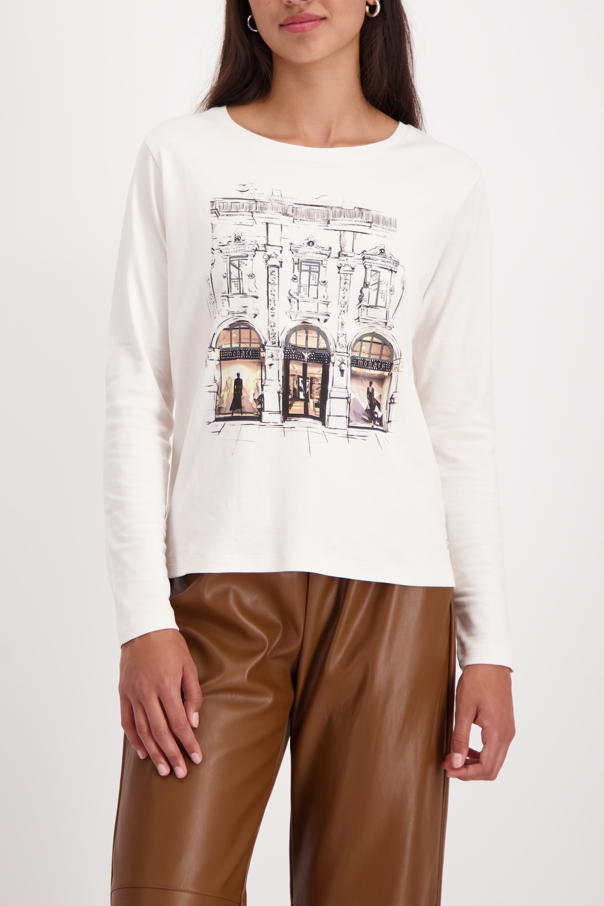 Monari Langarmshirt Regular fit mit Rundhalsausschnitt