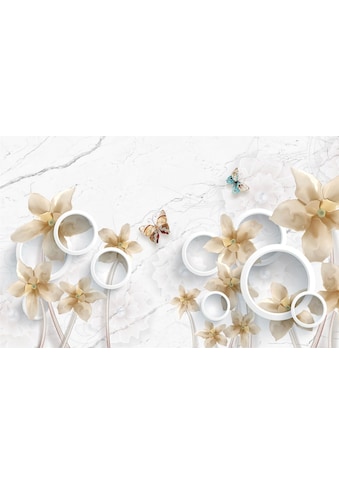 Fototapete »Muster mit Blumen und Schmetterlingen«