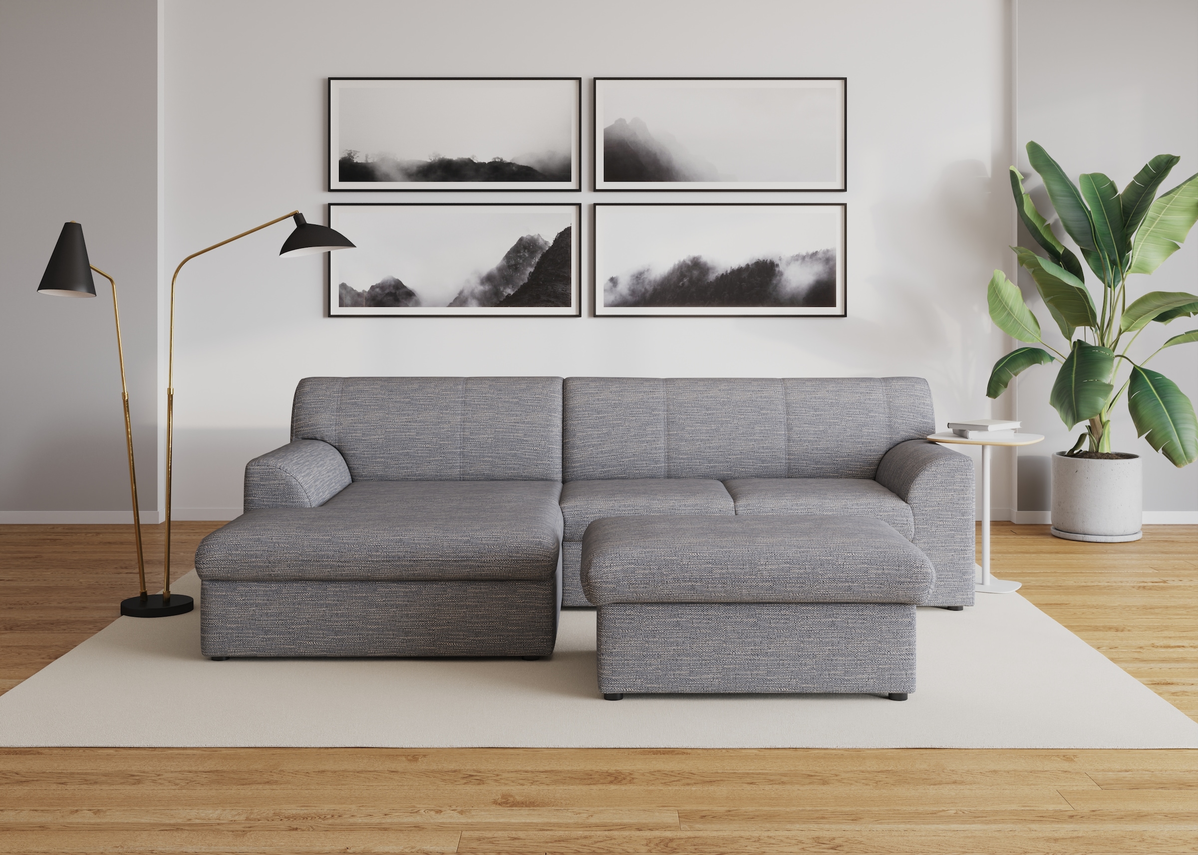 DOMO collection Ecksofa »Topper, elegant und zeitlos, kompaktes Stellmass 245/155cm, L-Form«, mit Recamiere, wahlweise mit Schlaffunktion
