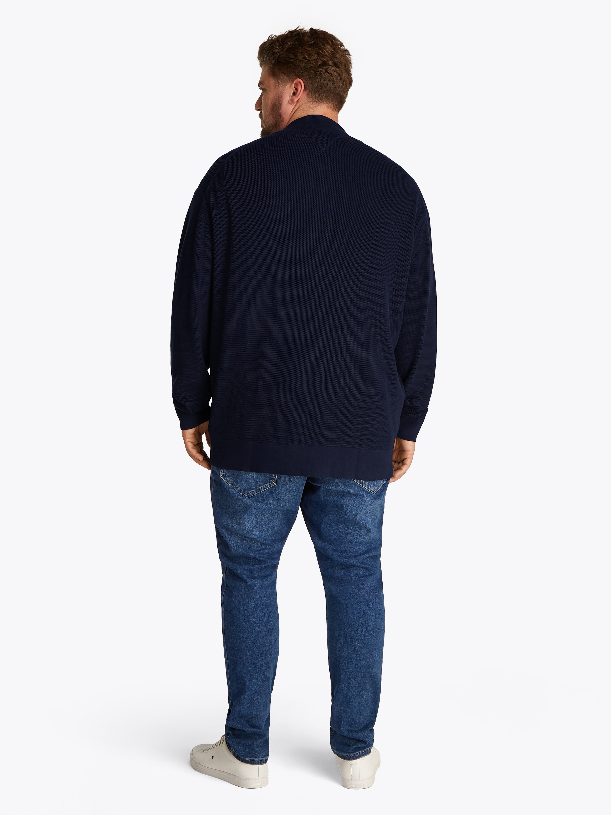 Tommy Hilfiger Big & Tall Strickjacke »BT-RACKING STRUCTURE BASEBALL-B«, Grosse Grössen, mit feiner Struktur