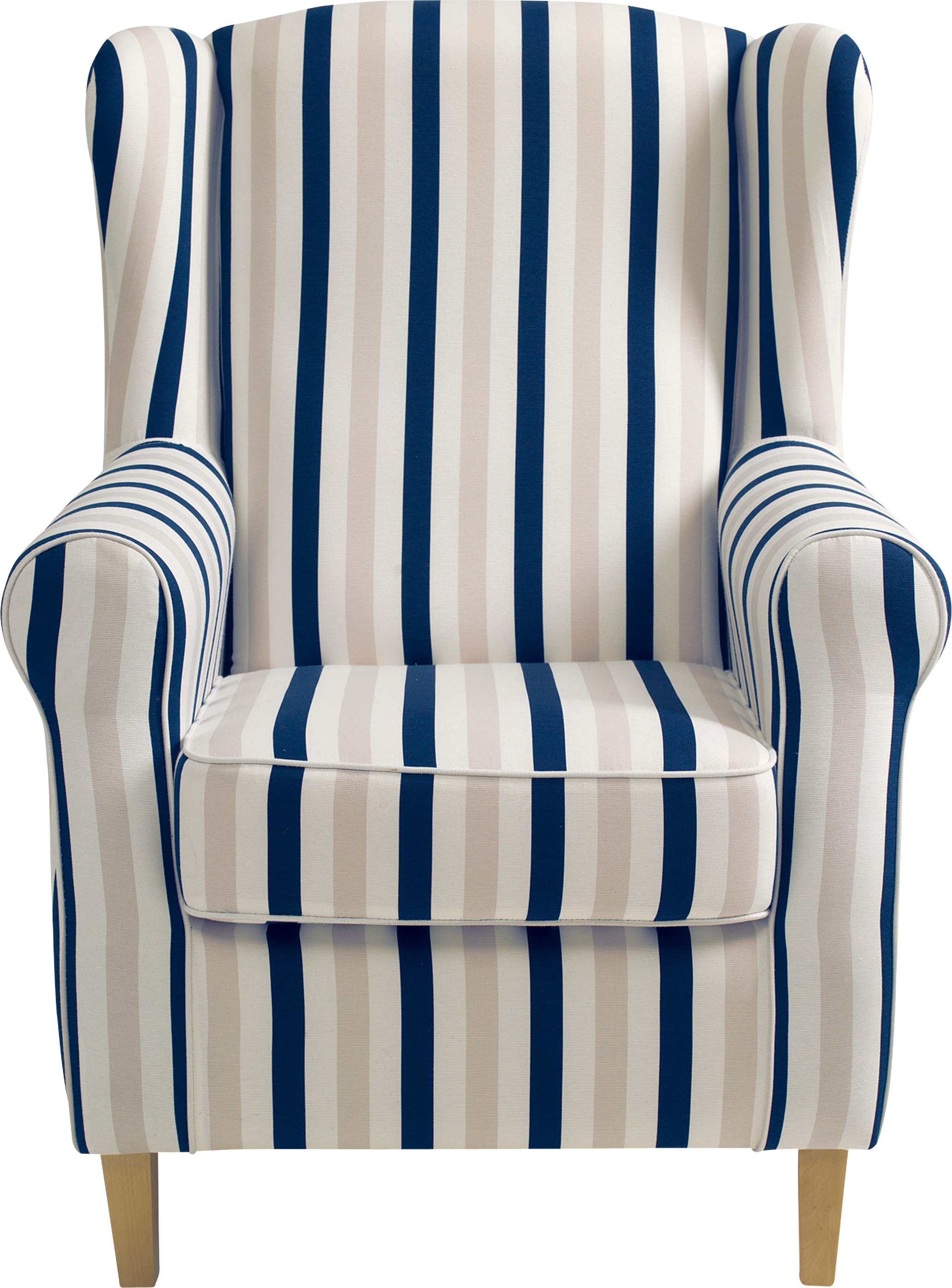Max Winzer® Ohrensessel »Luke, Hochlehnsessel bequem mit komfortablem Federkern«, Retro und modern, Streifendesign, Buchenfuss