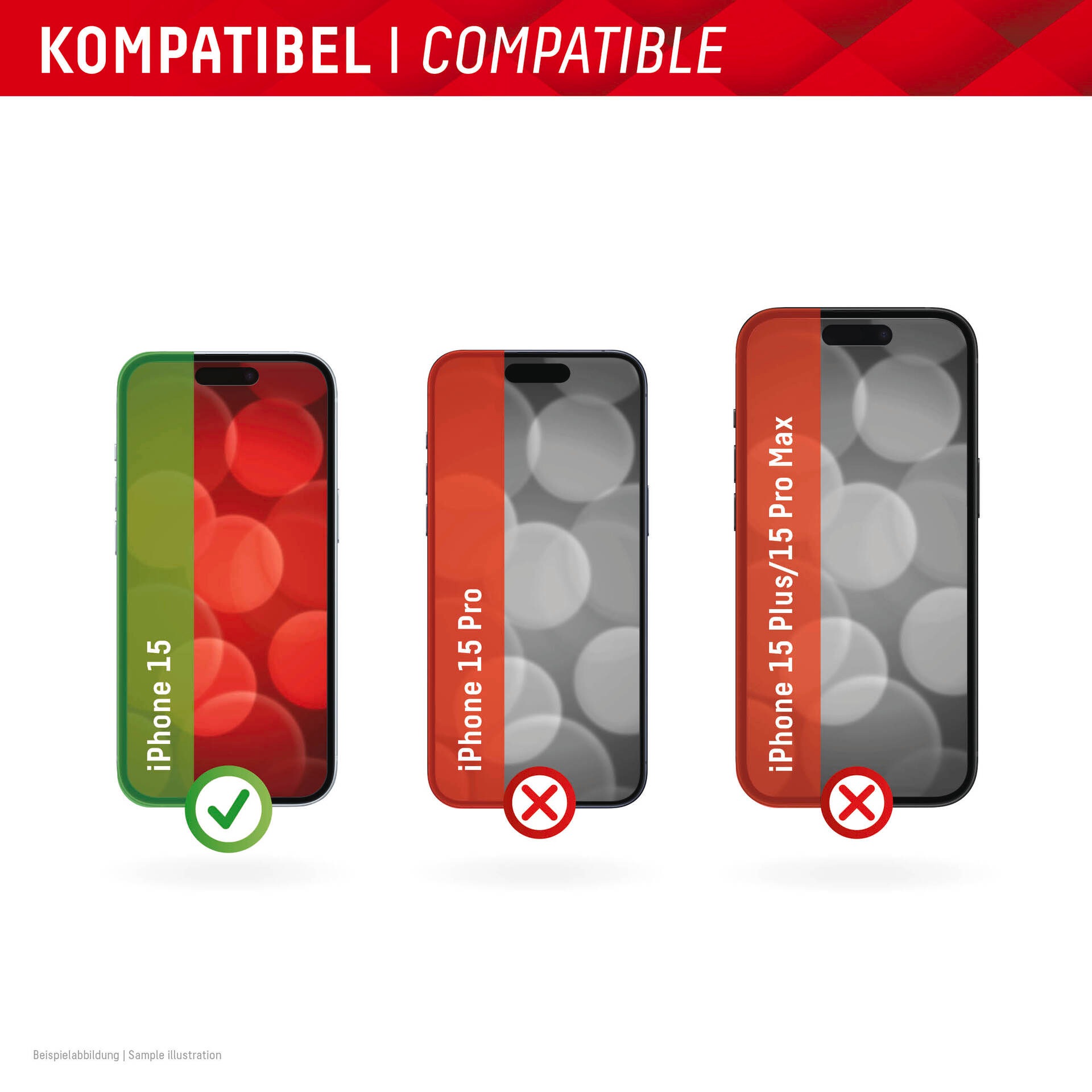 Displex Displayschutzglas »Real Glass + Case«, für Apple iPhone 15, Displayschutzfolie Displayschutz Rundumschutz 360 Grad splitterfest