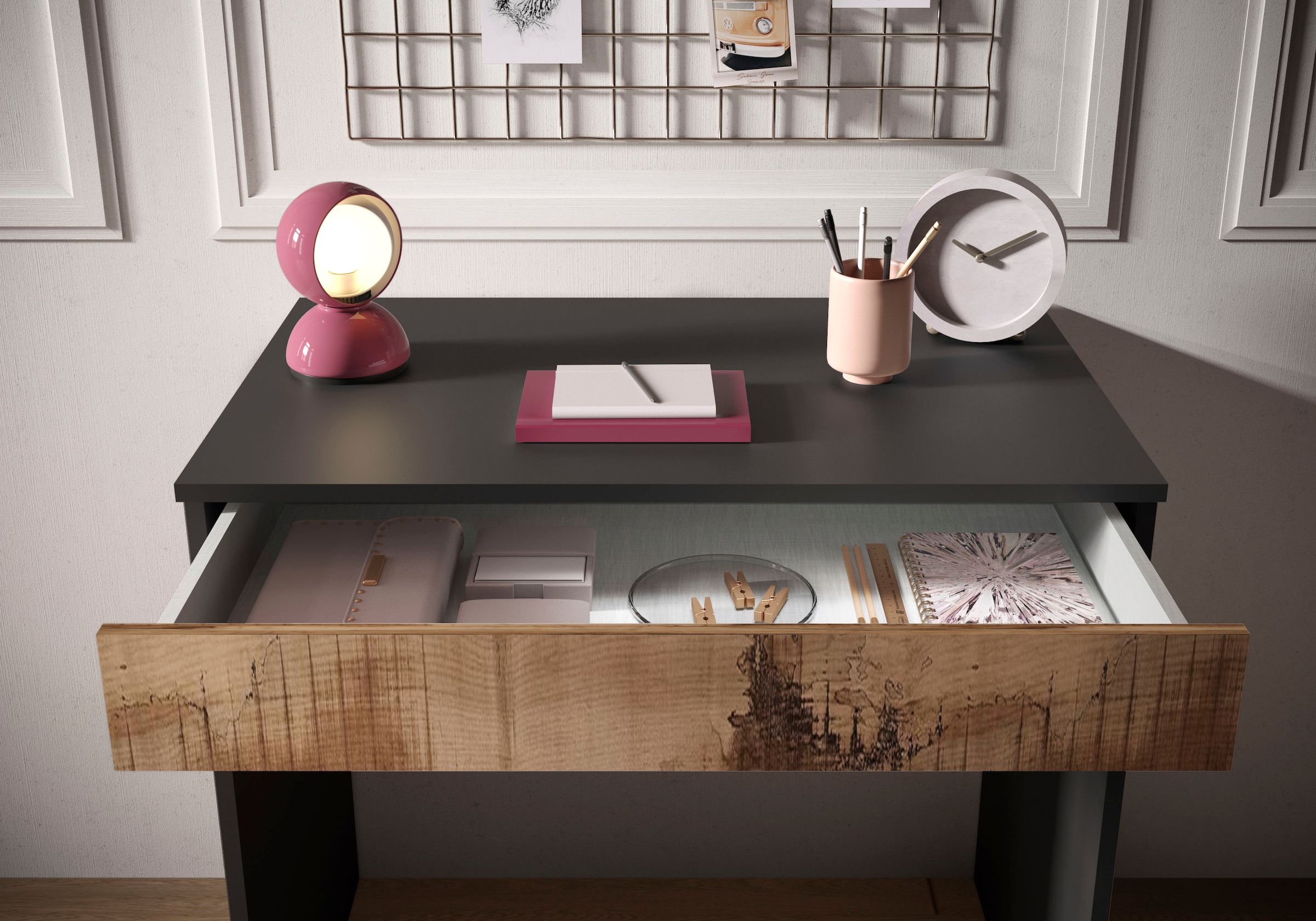 INOSIGN Schreibtisch »Basic, Computertisch mit 1 Schublade«, Arbeitstisch, Schminktisch in versch. Farben, Breite 78 oder 110 cm