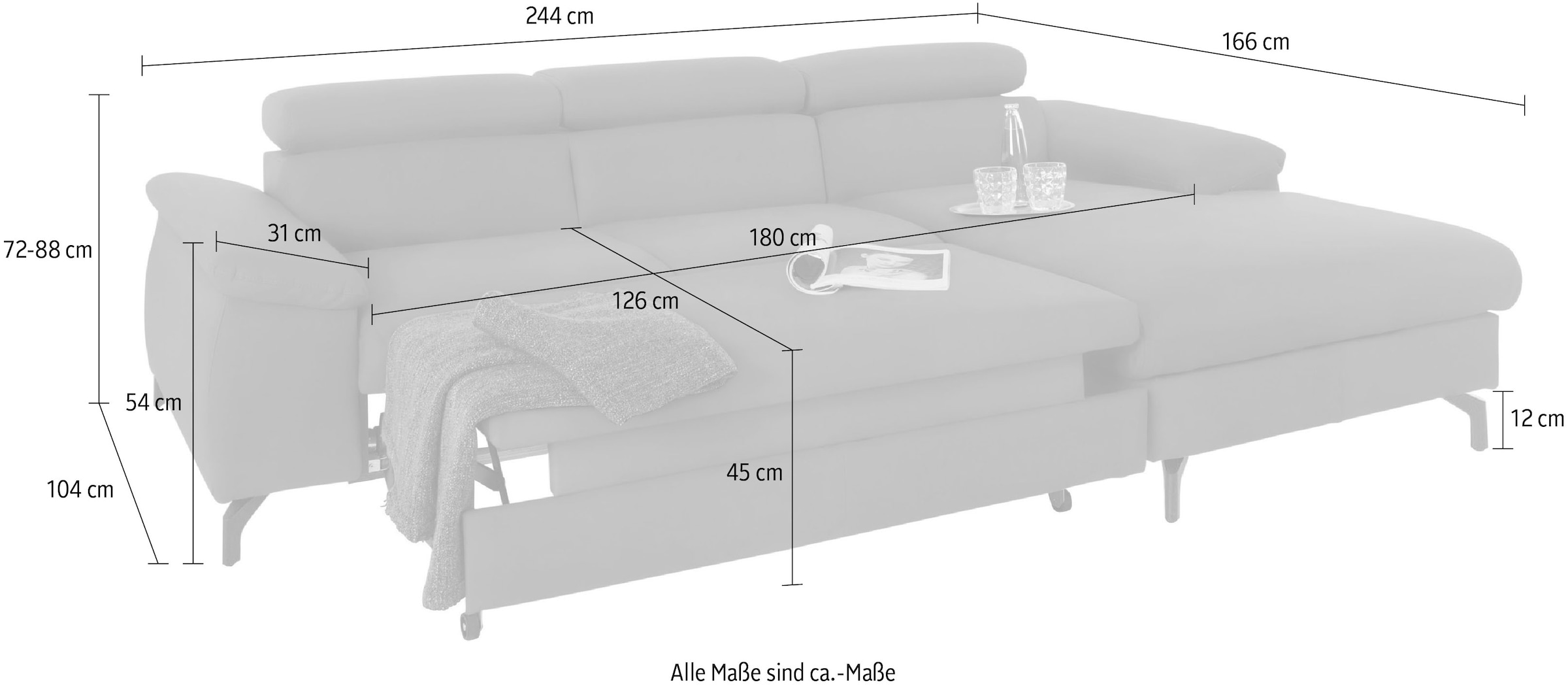 COTTA Ecksofa »Kitty L-Form«, mit Kopfteilverstellung, wahlweise mit Bettfunktion & Bettkasten