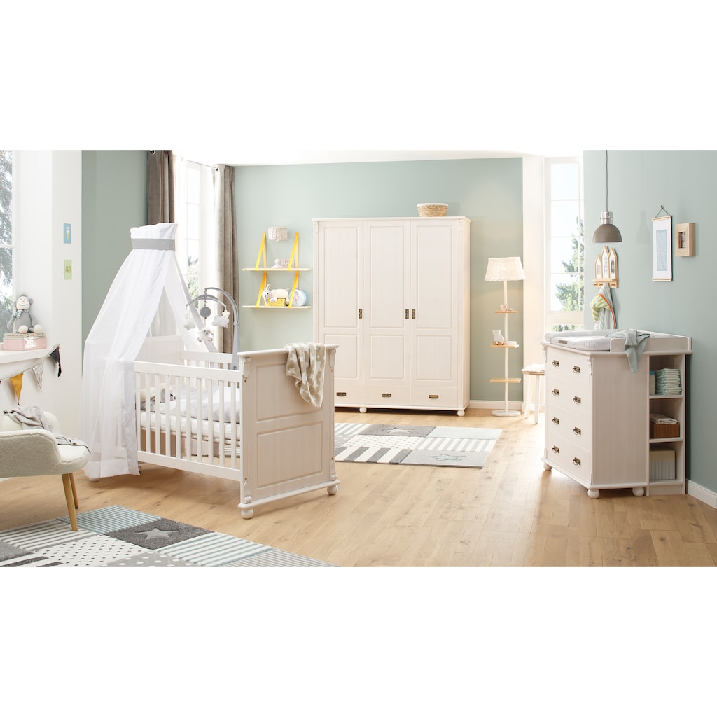 Lüttenhütt Babyzimmer-Komplettset »Aimo«, (Set, 3 St., Kinderbett, Schrank, Wickelkommode)