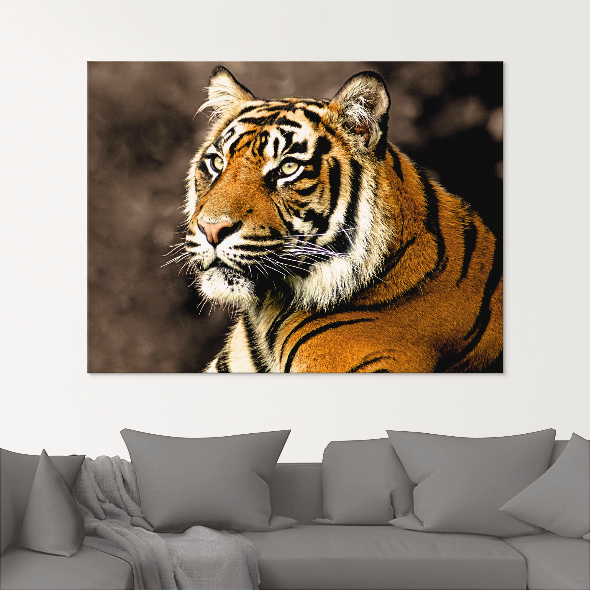 Artland Glasbild »Tiger_sepia«, Wildtiere, (1 St.), in verschiedenen Grössen