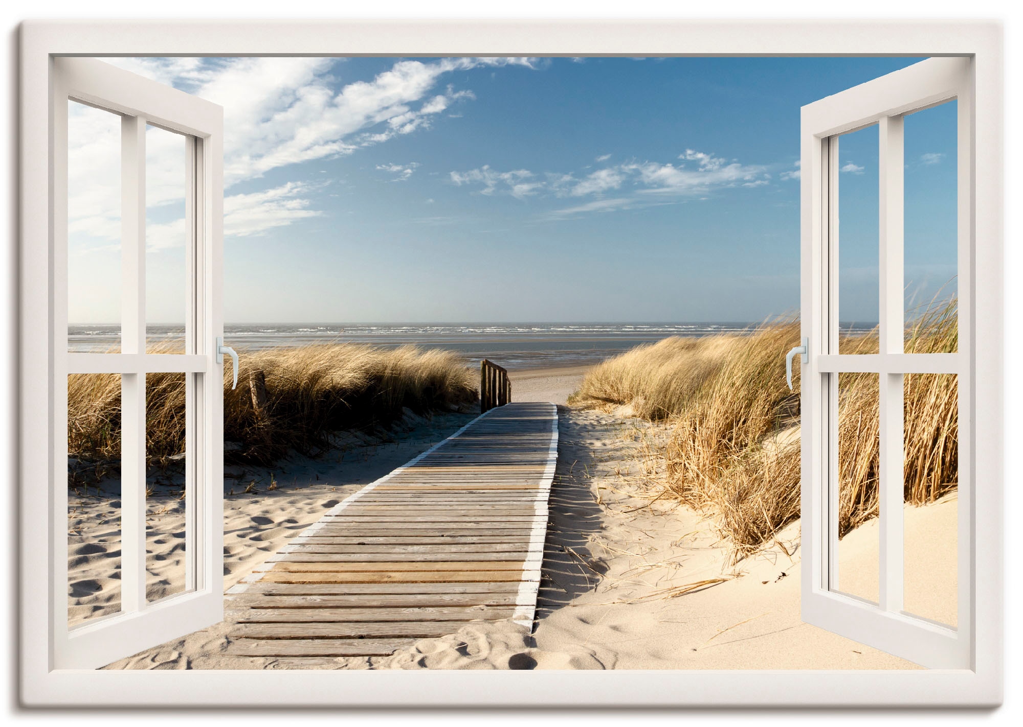 Artland Wandbild »Fensterblick Nordseestrand auf Langeoog«, Fensterblick, (1  St.), als Leinwandbild, Wandaufkleber oder Poster in versch. Grössen online  bestellen | Jelmoli-Versand