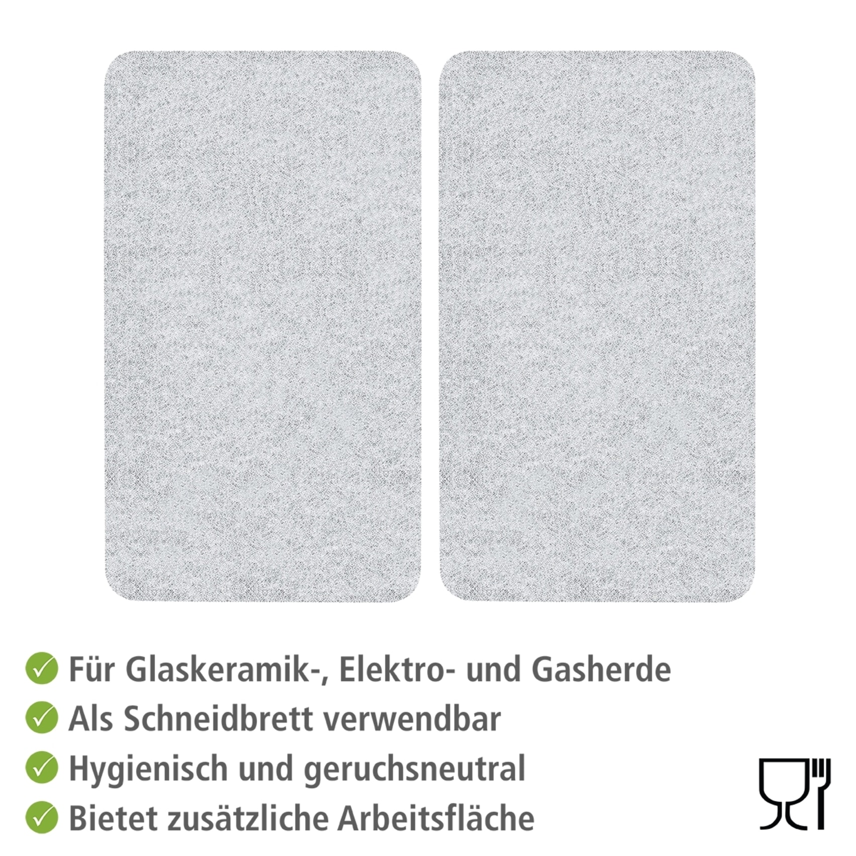 WENKO Herd-Abdeckplatte »Universal Modell Transparent«, (Set, 2 tlg.), Herdabdeckung für alle Herdarten, kratzfest, mit rutschfesten Füssen