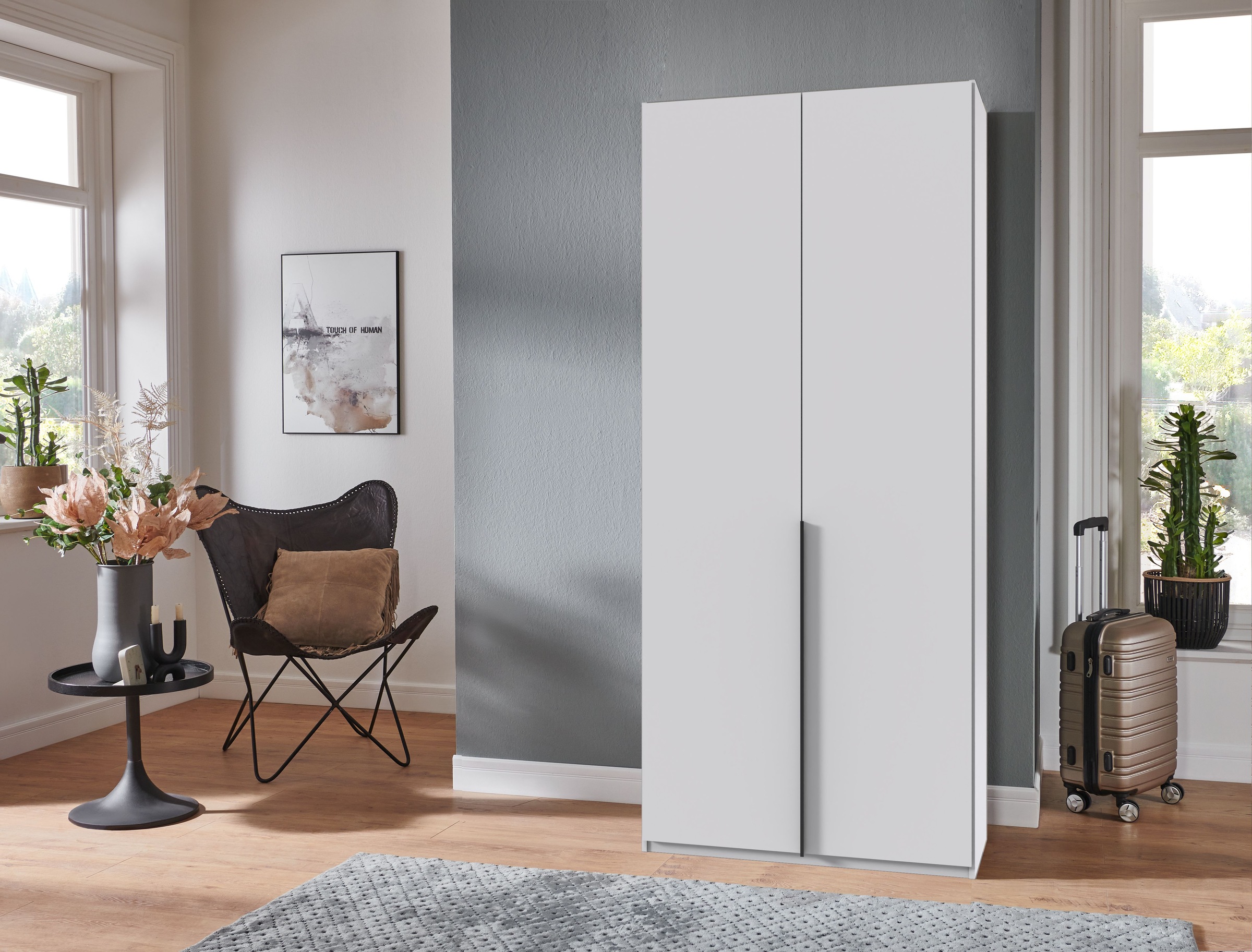 Wimex Kleiderschrank "Mugano,in 5 Breiten,2 Höhen,2 Tiefen, viele Farben, Made in Germany" in Basic oder Premium Ausstattung, mit langen Griffen aus Metall, mit oder ohne Spiegel