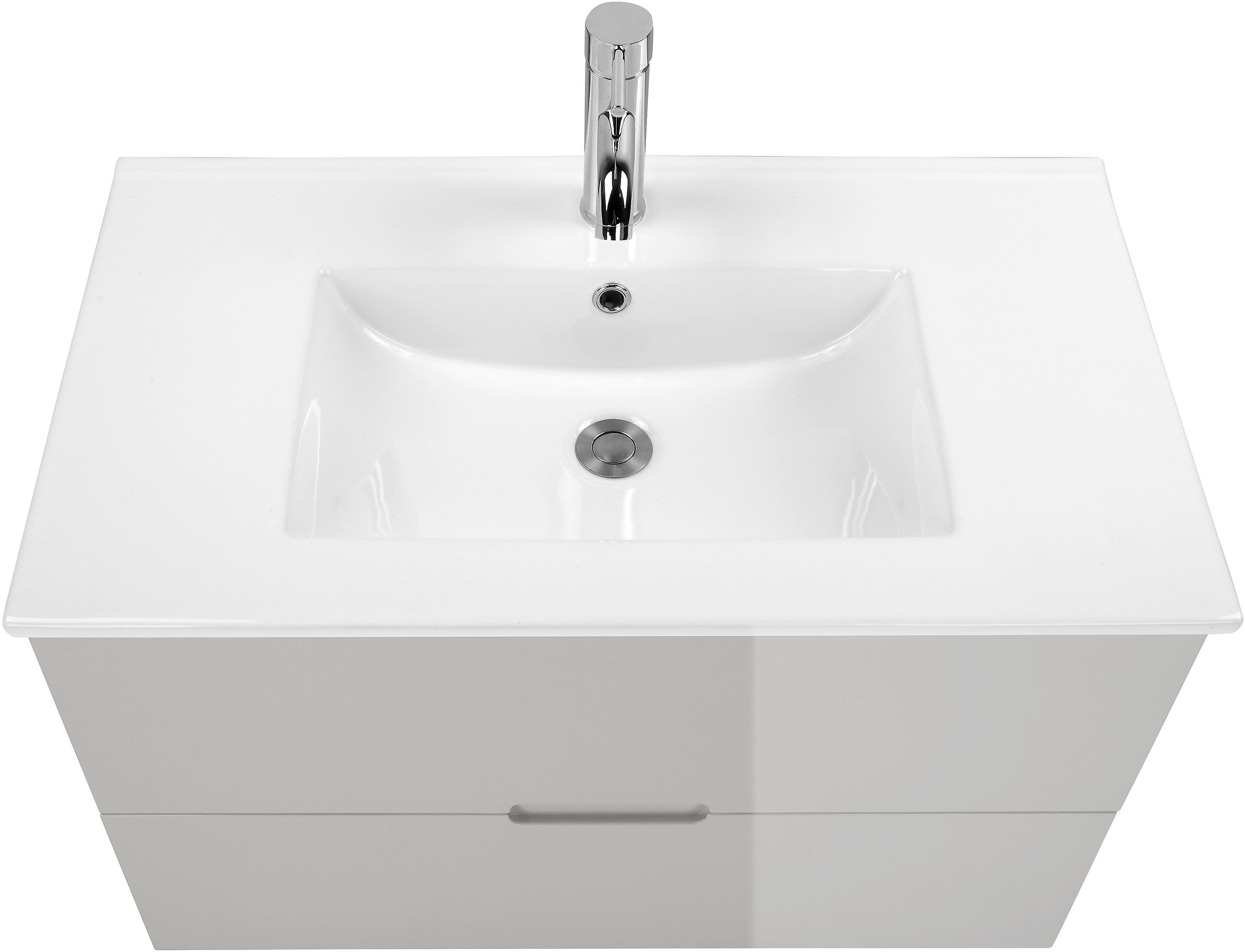 andas Waschtisch »Lund Badezimmerschrank Unterschrank mit Becken«, Waschplatz mit Waschbecken und 2 Auszügen Breite 80 cm