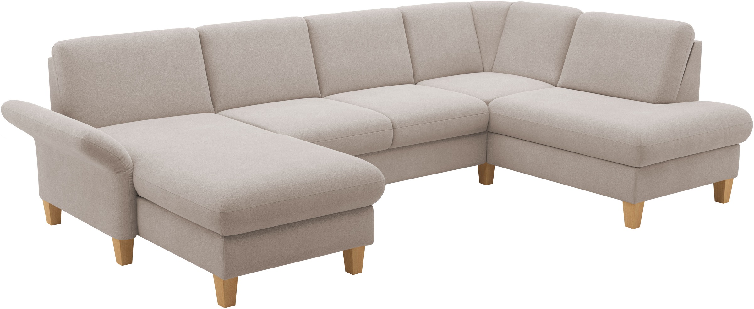 Home affaire Wohnlandschaft »Rochelle, U-Form«, optional mit Armteilverstellung, mit Bettfunktion & Bettkasten