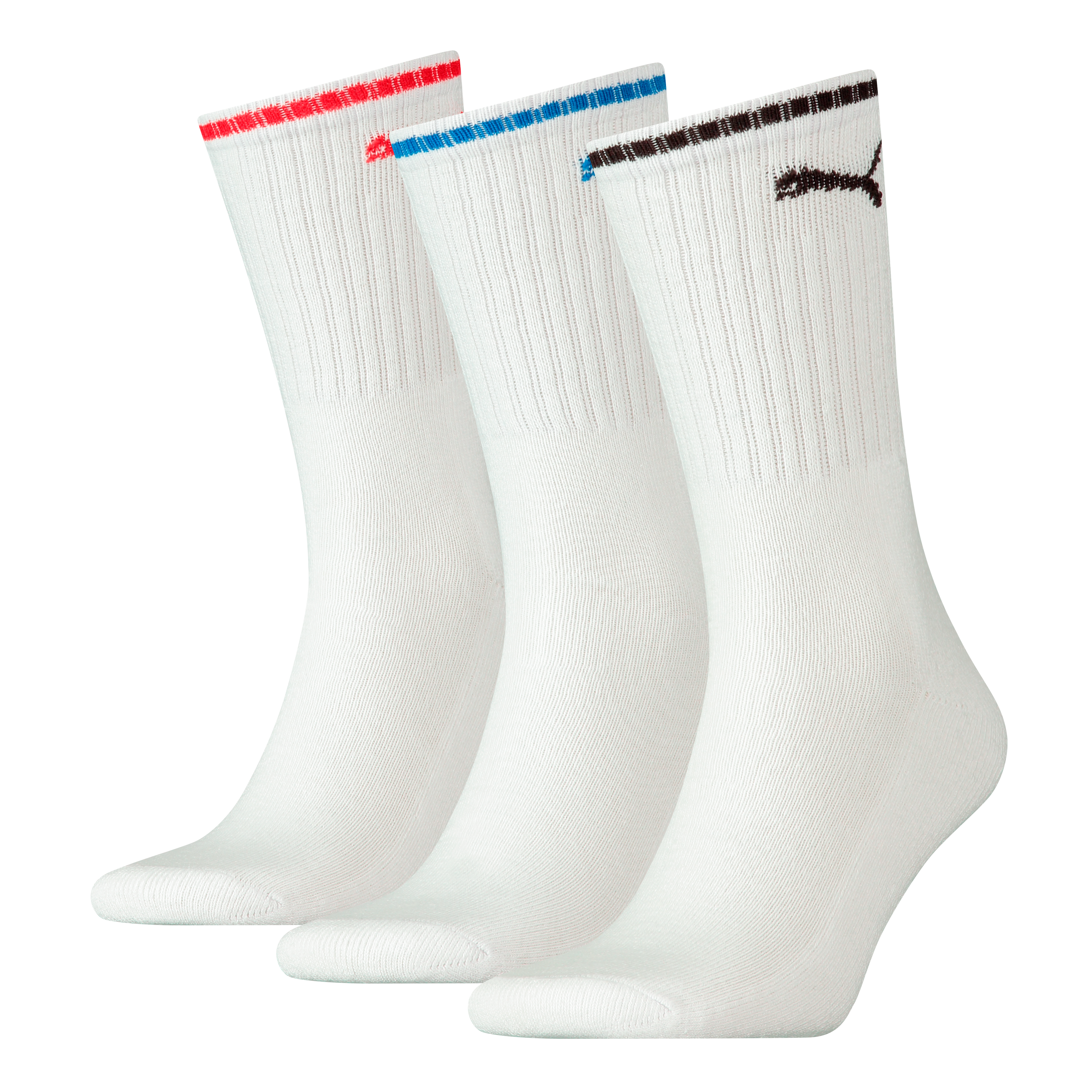PUMA Sportsocken "PUMA UNISEX STRIPED CREW SOCK" 3 Paar tlg. Komfort-Bund, Frottee-Polsterung, flache Zehennaht