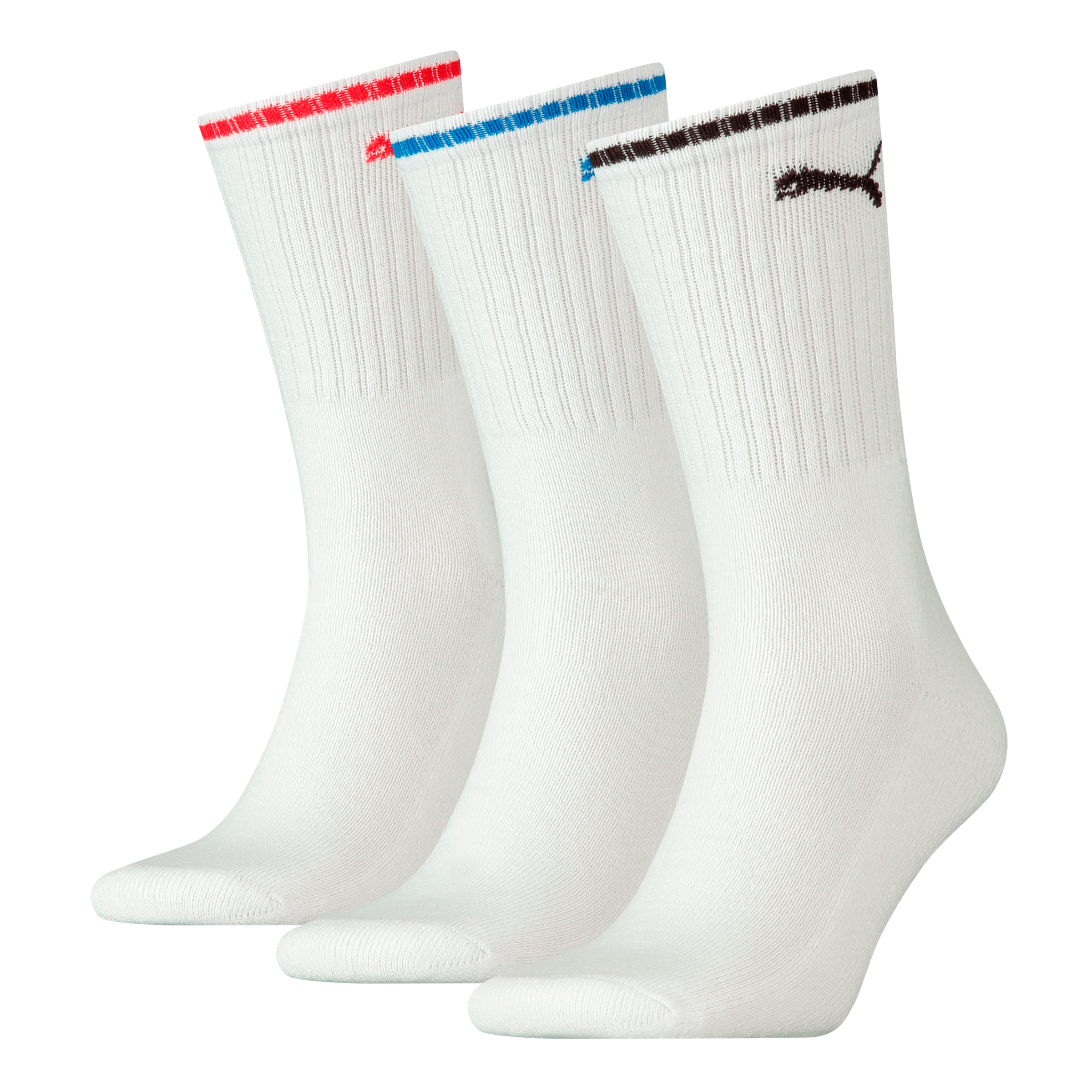 PUMA Sportsocken "PUMA UNISEX STRIPED CREW SOCK 3P" 3 Stk. tlg. Komfort-Bund, Frottee-Polsterung, flache Zehennaht