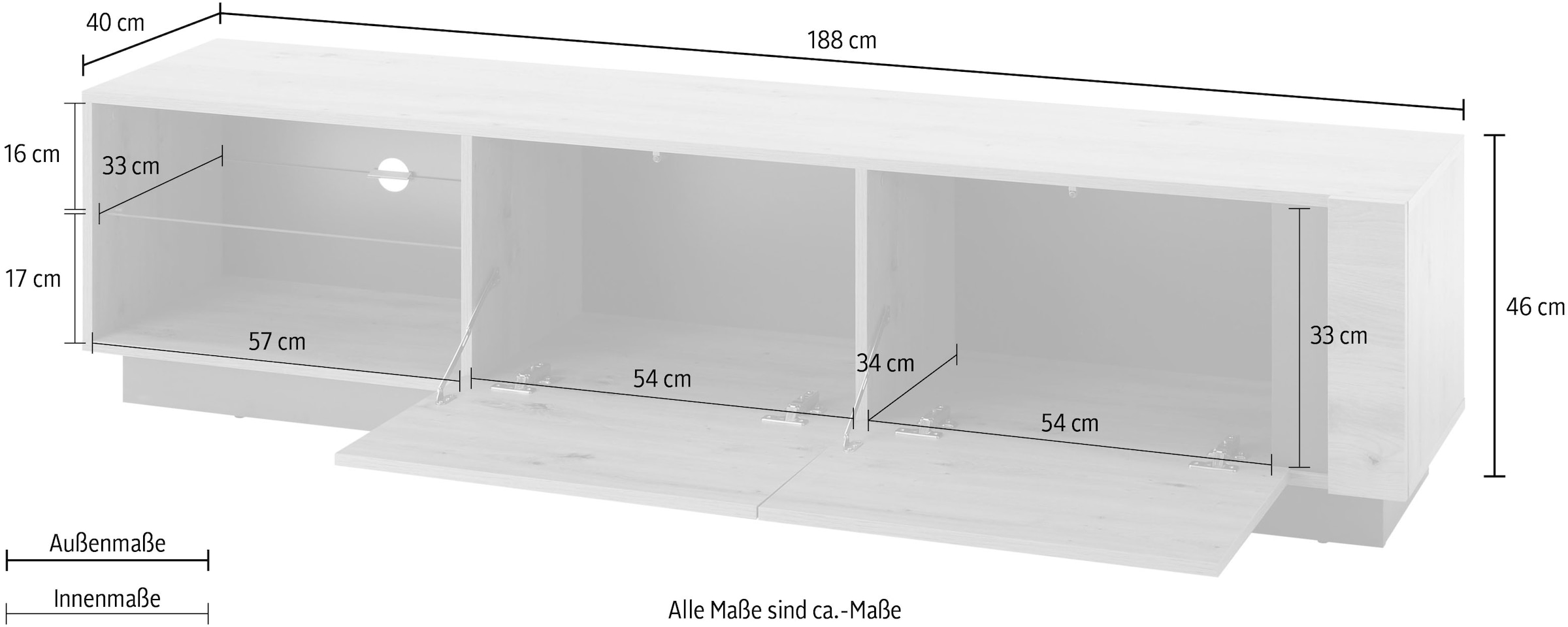 INOSIGN Lowboard »CLAiR Lowboard 32«, Breite 188 cm