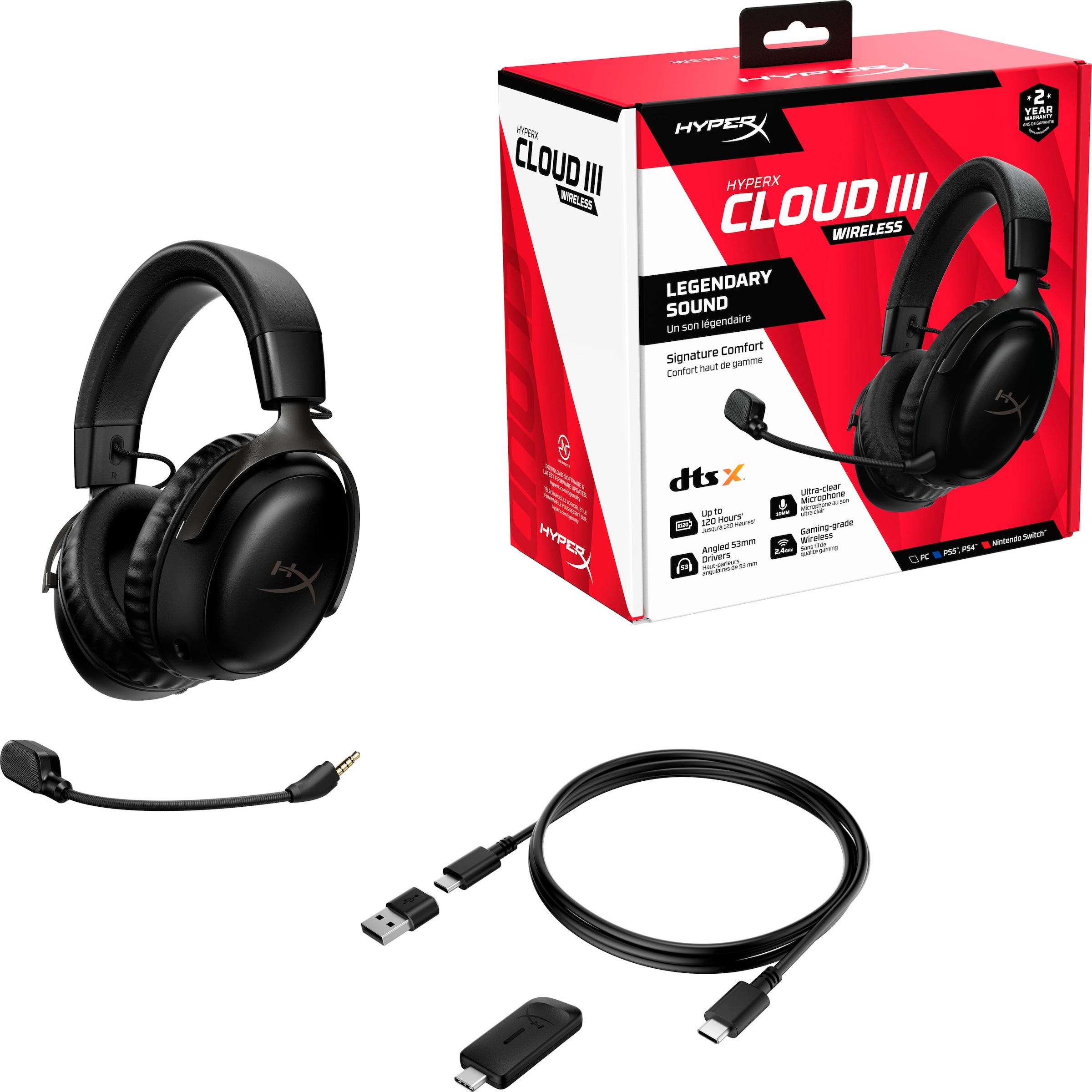HyperX Gaming-Headset »Cloud III Wireless«, Wireless, Geräuschisolierung