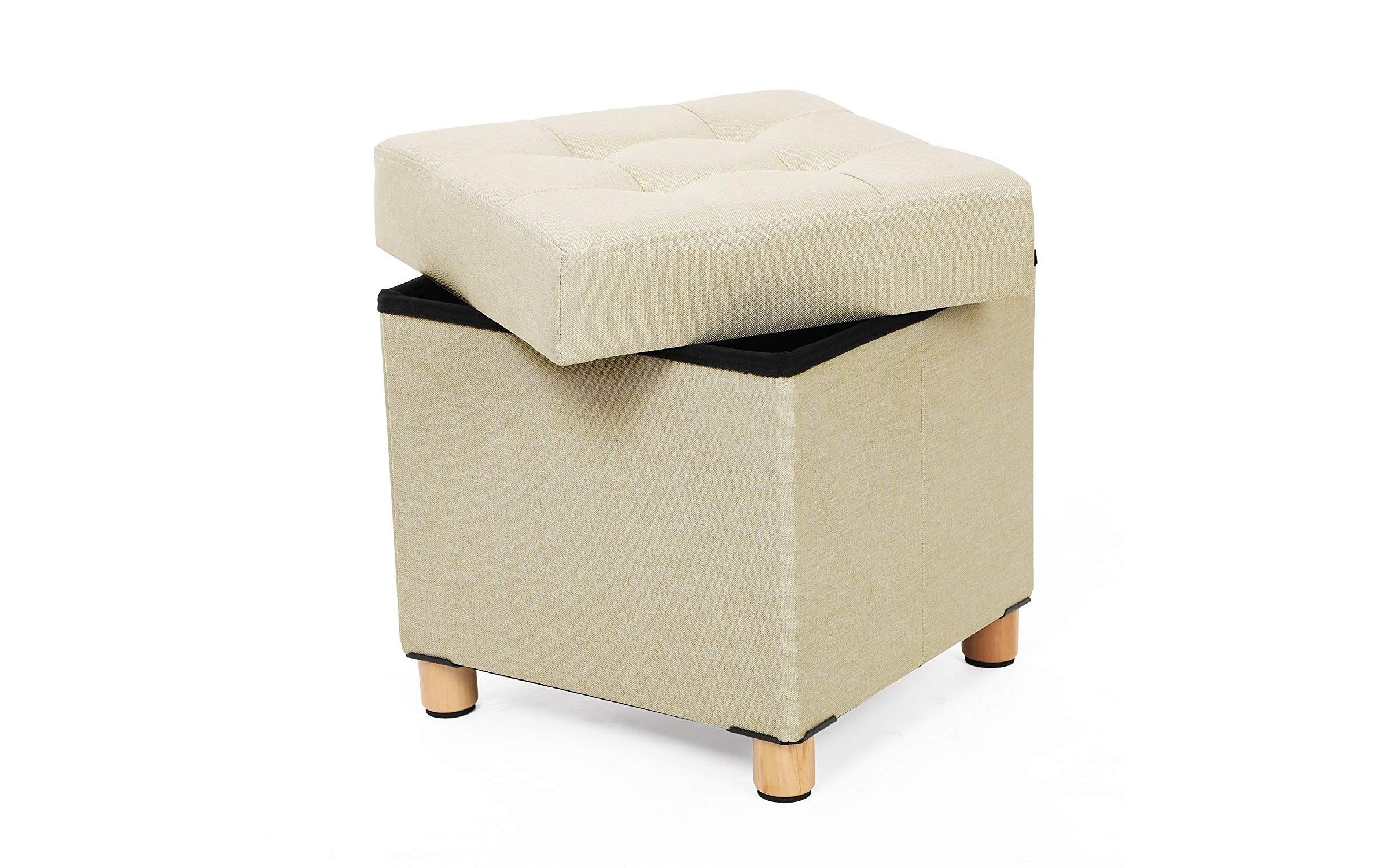 SONGMICS Hocker »mit Aufbewahrung, 38 x 40 cm, Beige«, Herkunftsland China, Holzart