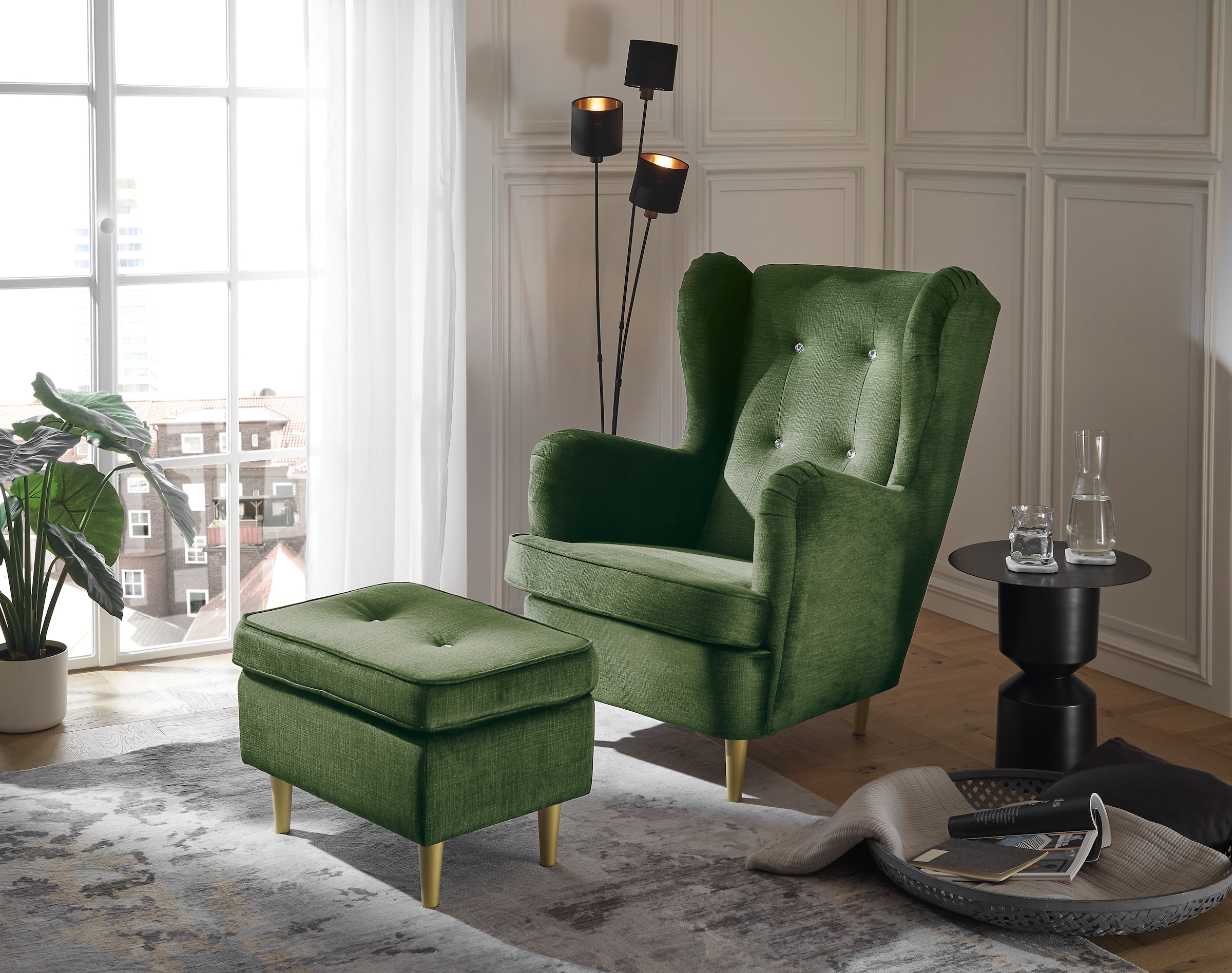 ED EXCITING DESIGN Hocker »Tom«, mit Strasssteinen und goldfarbenenen Füssen