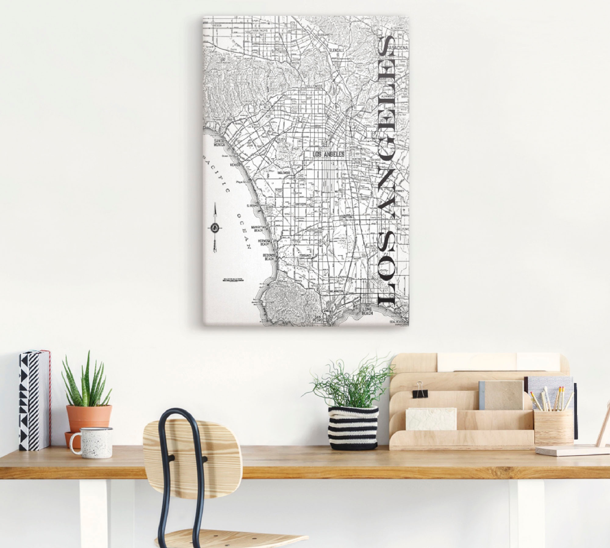 Artland Wandbild »Los Angeles Karte Strassen Karte«, Amerika, (1 St.), als Alubild, Leinwandbild, Wandaufkleber oder Poster in versch. Grössen