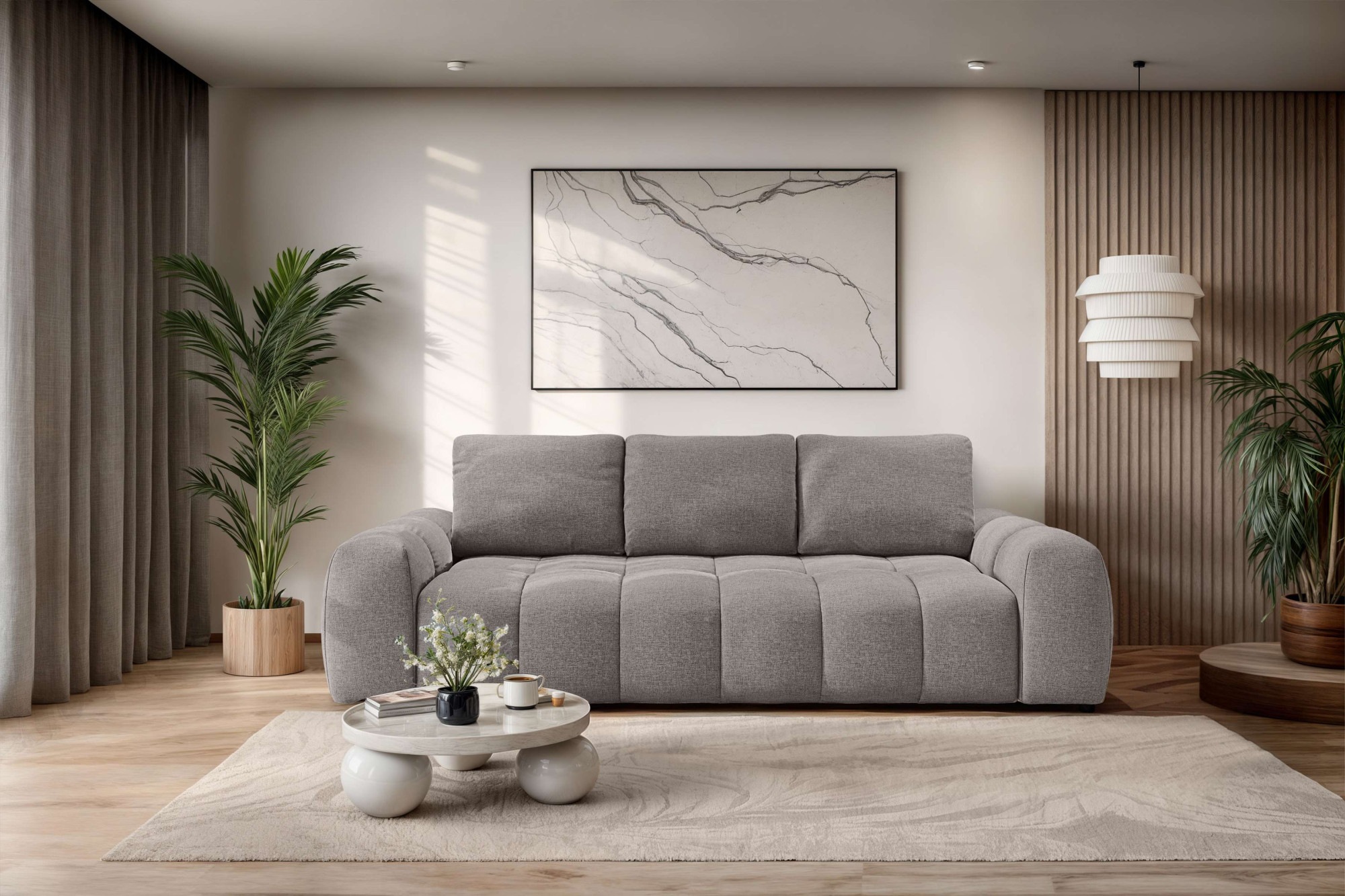 GOODproduct 3-Sitzer "AZITA optionale Schlafsofa mit Bettkasten, Breite 253cm" Sofa mit Wellenunterfederung, Bubble-Optik, Verlässliche Qualität