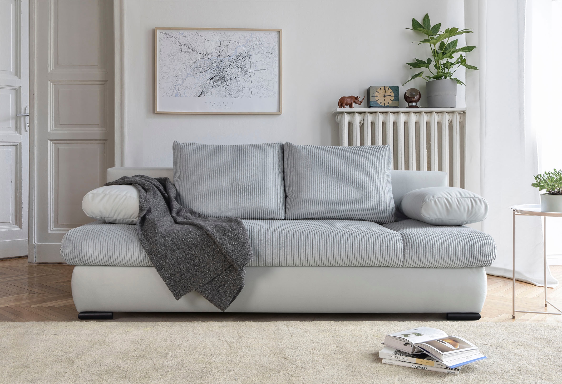 COLLECTION AB Schlafsofa "Chicago, B: 200 cm, Liegefl. 146x200 cm" Schlaffunktion, Bettkasten & 2 Armlehnenkissen, Federkern