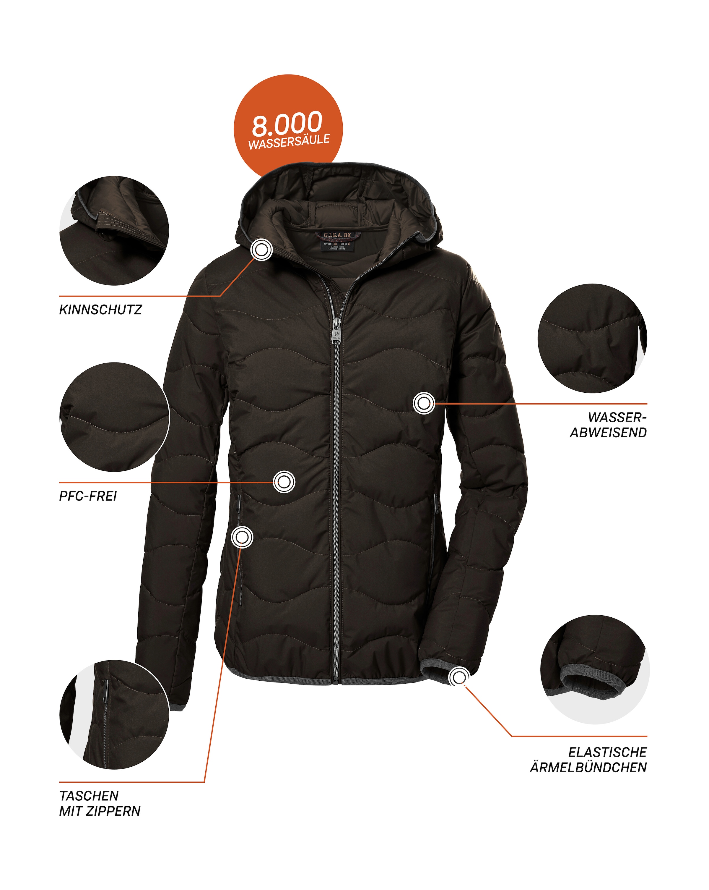 G.I.G.A. DX by killtec Steppjacke »GW 21 WMN QLTD JCKT«, Elegante, wasserabweisende Damenjacke aus recycelten Materialien