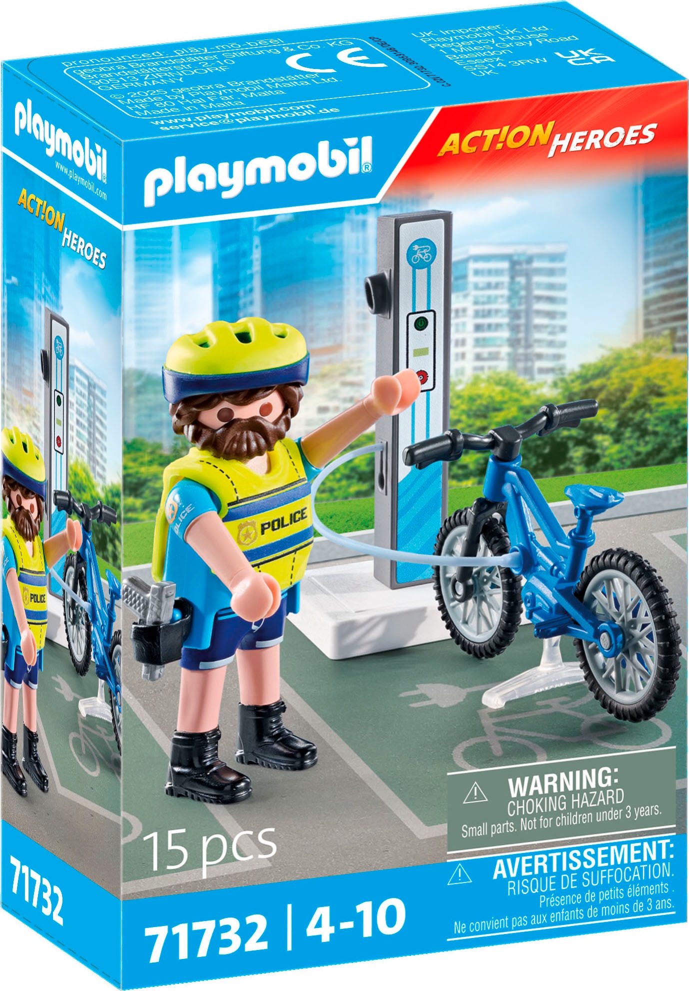 Playmobil Konstruktions-Spielset "Polizei Fahrradstreife (71732), Playmobil Action Heroes" Made in Europe