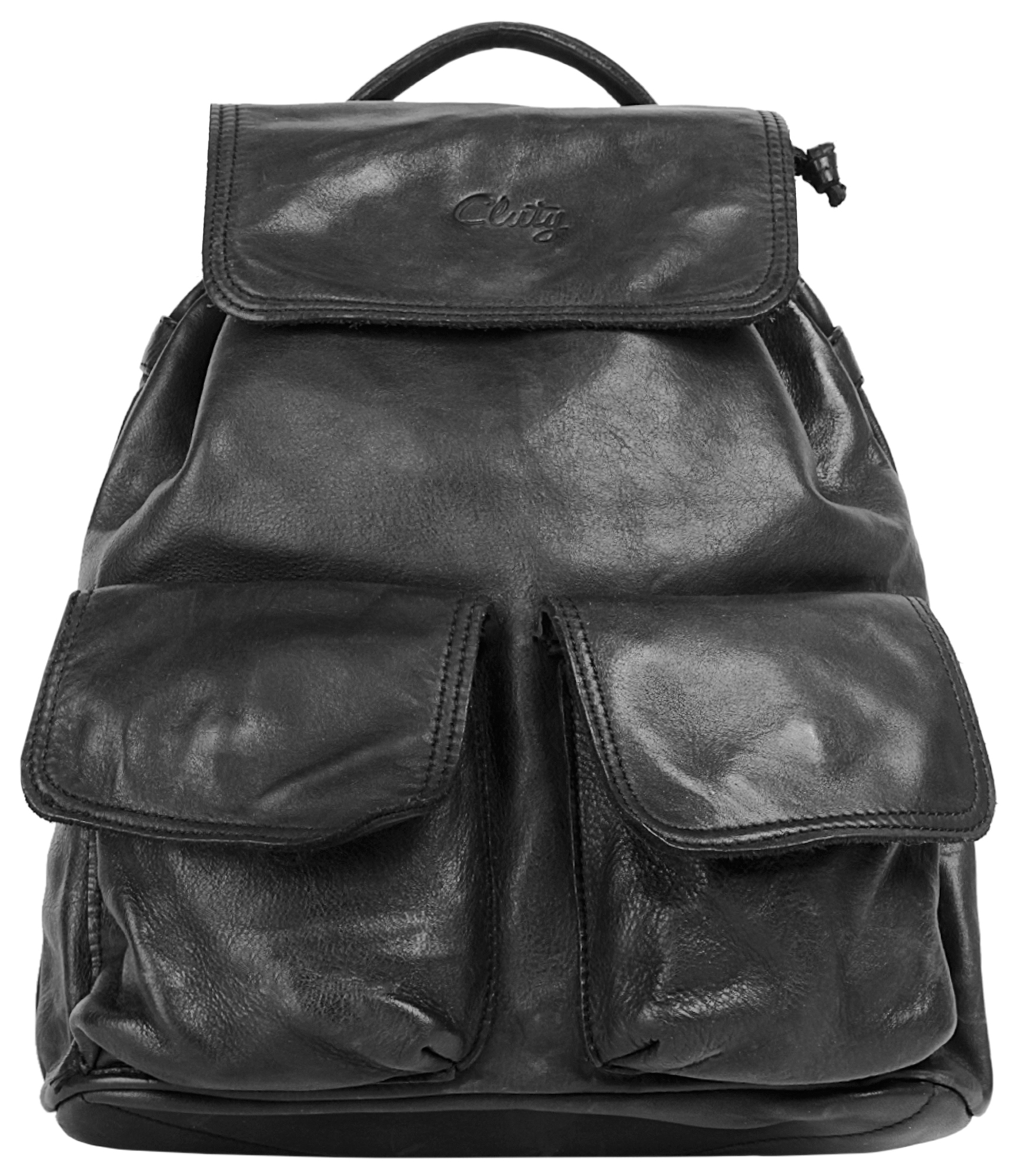 Cityrucksack, echt Leder, Made in Italy