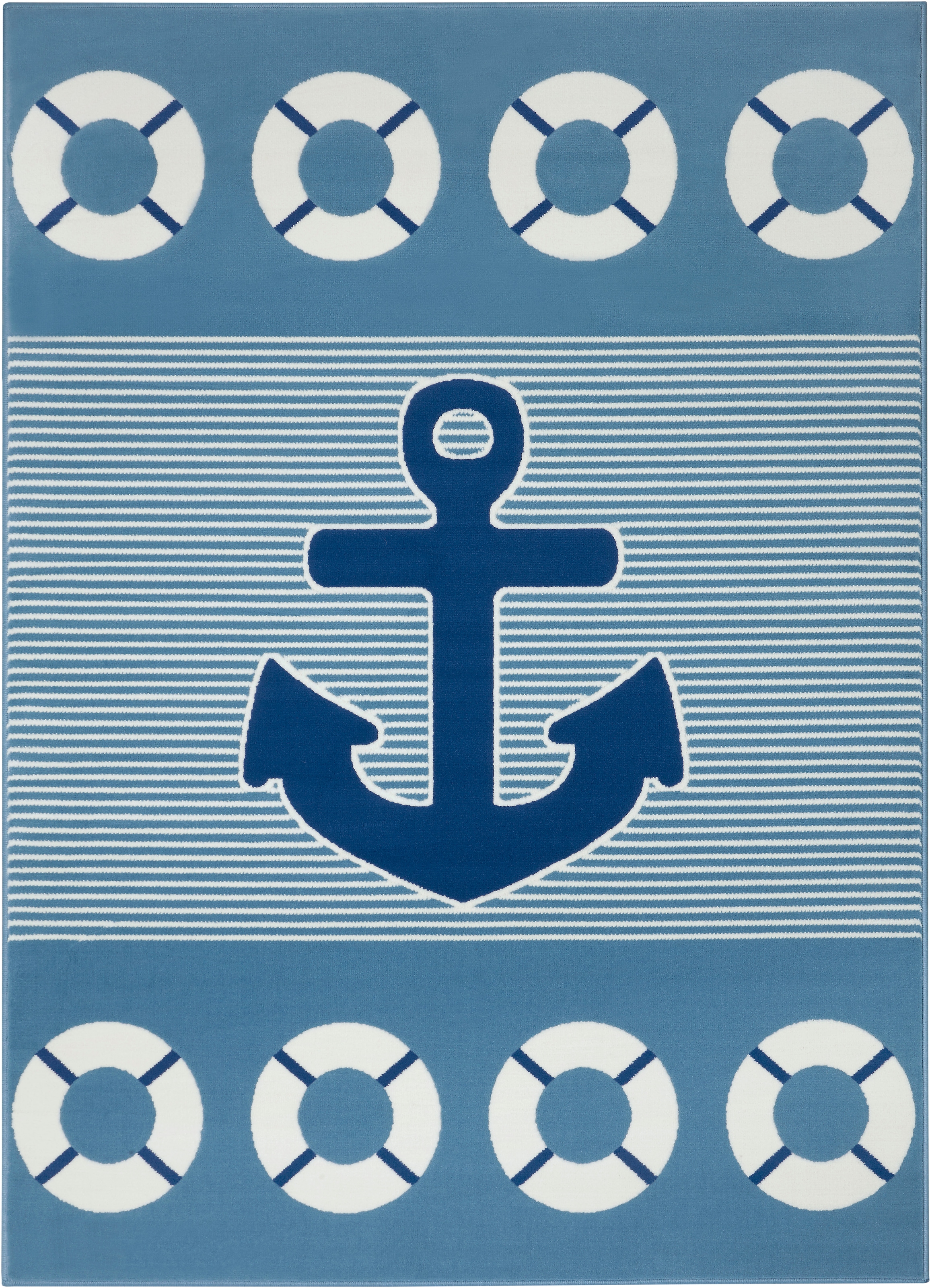 HANSE Home Kinderteppich »Take a Cruise«, rechteckig, 9 mm Höhe, Motiv Anker, Rettungsring, Maritim, Kurzflor
