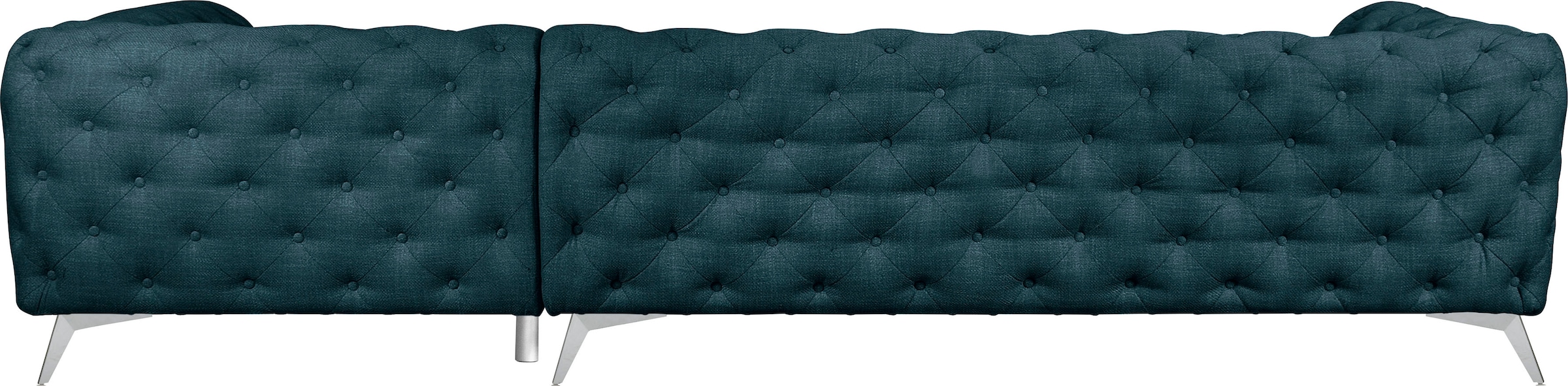 Leonique Chesterfield-Sofa »Ecksofa GLYNIS L-Form mit Wellenunterfederung, Masse B/T/H 323/264/75cm«, aufwändige Knopfheftung, moderne Chesterfield Optik, Fussfarbe wählbar