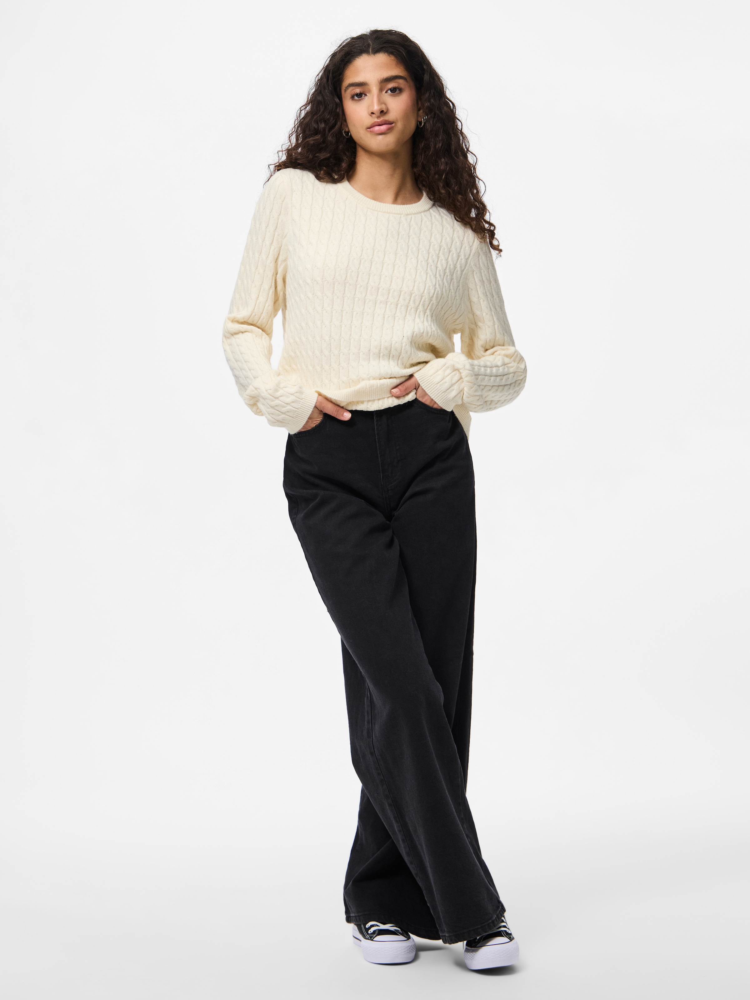 pieces Strickpullover »PCFIA LS CABLE KNIT NOOS BC«
